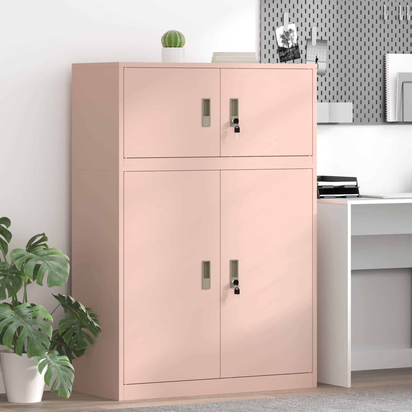 Armoire de rangement 2 pc Rose 90 x 40 x 130 cm Acier