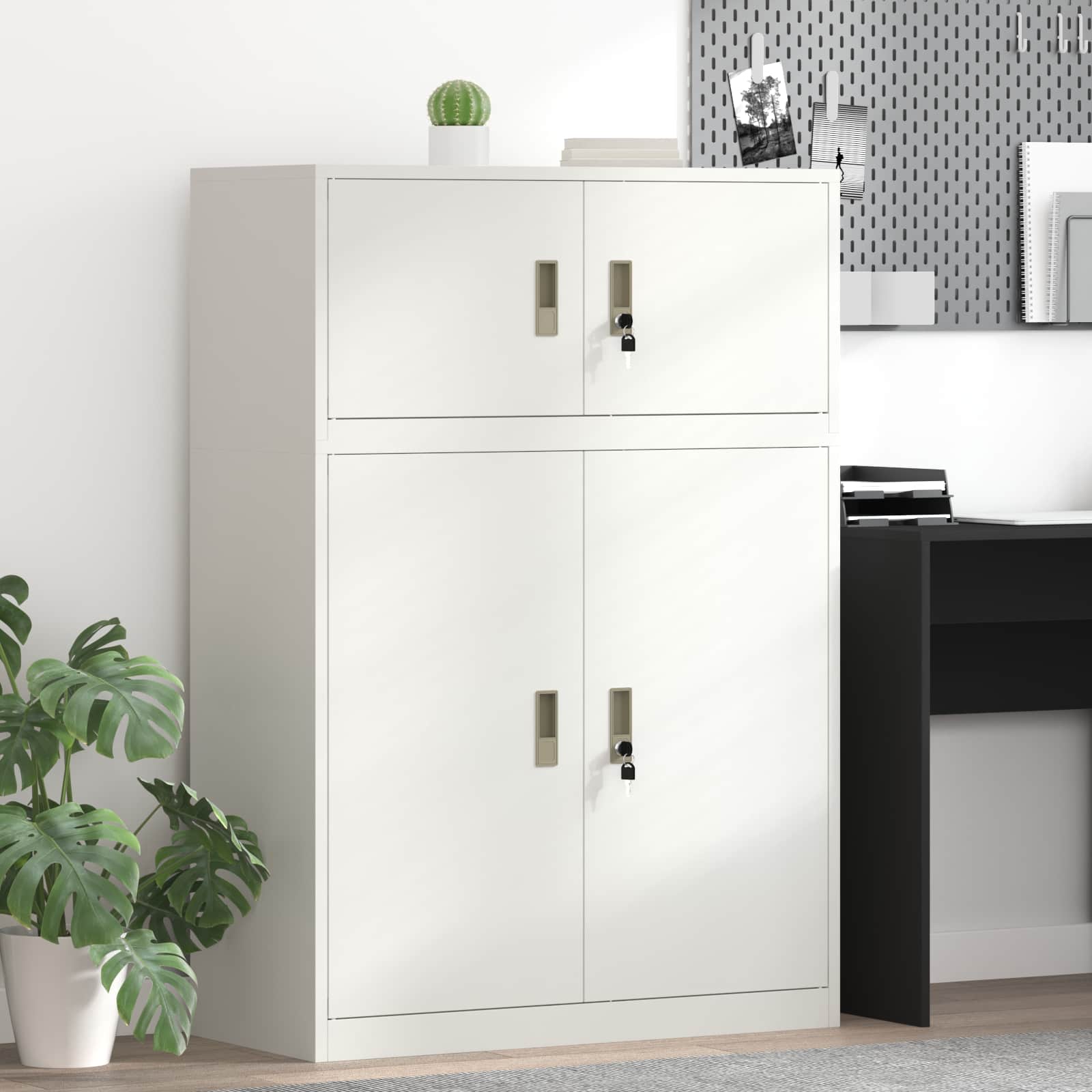 Armoire de rangement 2 pc Blanc 90 x 40 x 130 cm Acier