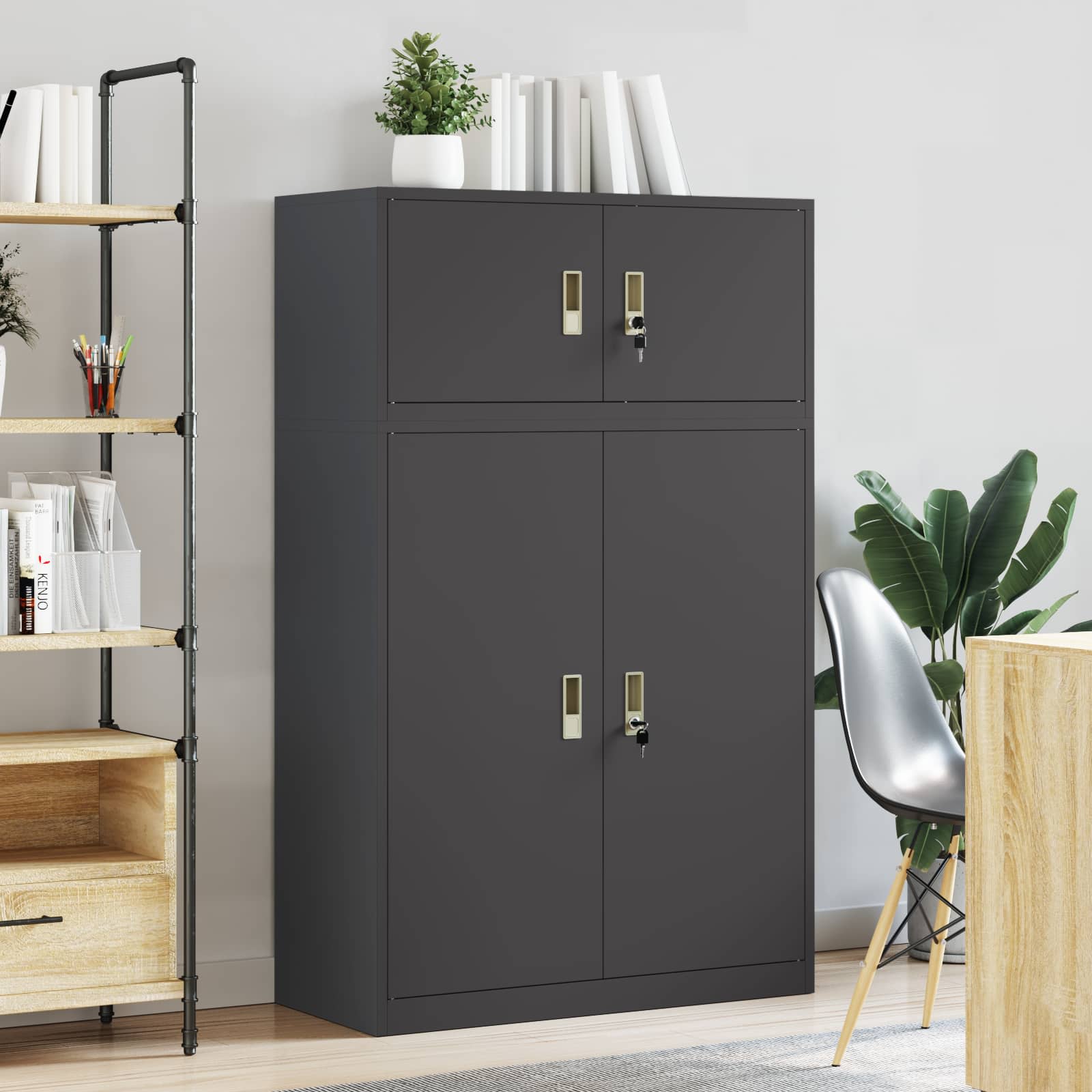 Armoire de rangement 2 pc Noir 90 x 40 x 145 cm Acier