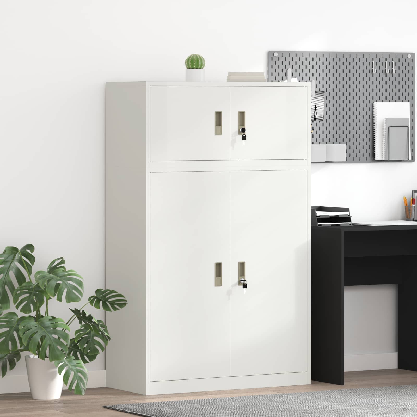 Armoire de rangement 2 pc Blanc 90 x 40 x 145 cm Acier