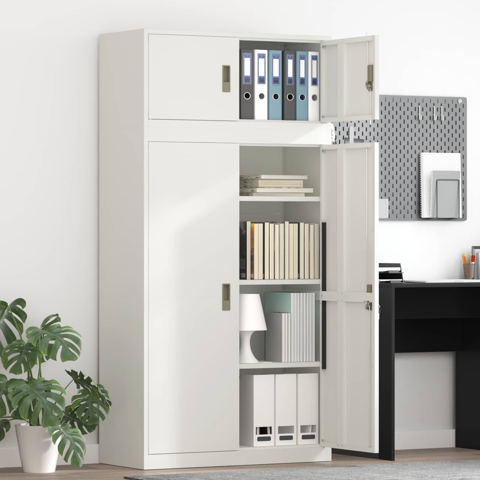 Armoire de rangement 2 pc Blanc 90 x 40 x 180 cm Acier