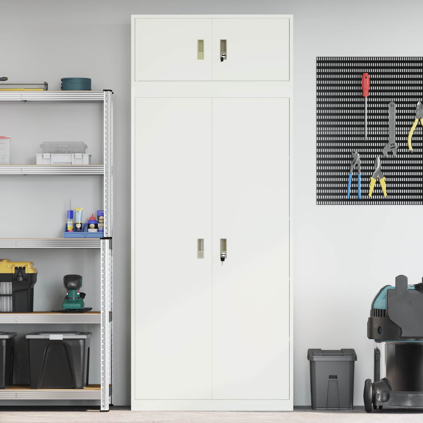 Armoire de rangement 2 pc Blanc 90 x 40 x 220 cm Acier