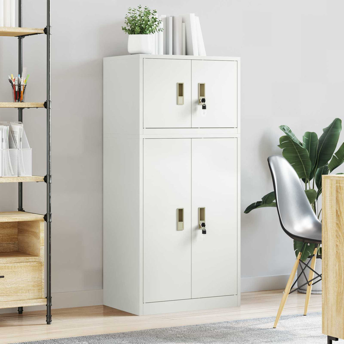 Armoire de rangement 2 pc Blanc 60 x 40 x 130 cm Acier