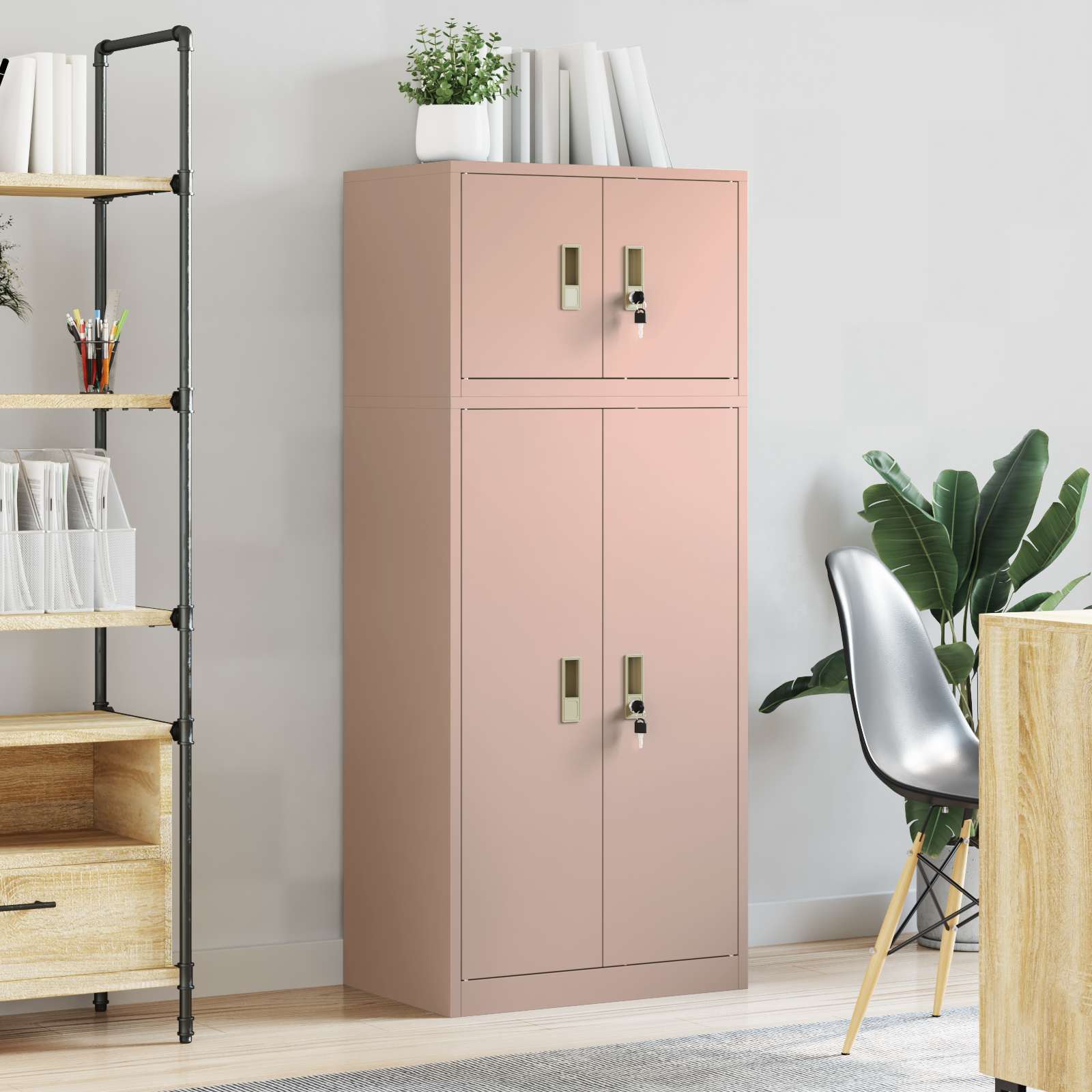 Armoire de rangement 2 pc Rose 60 x 40 x 145 cm Acier