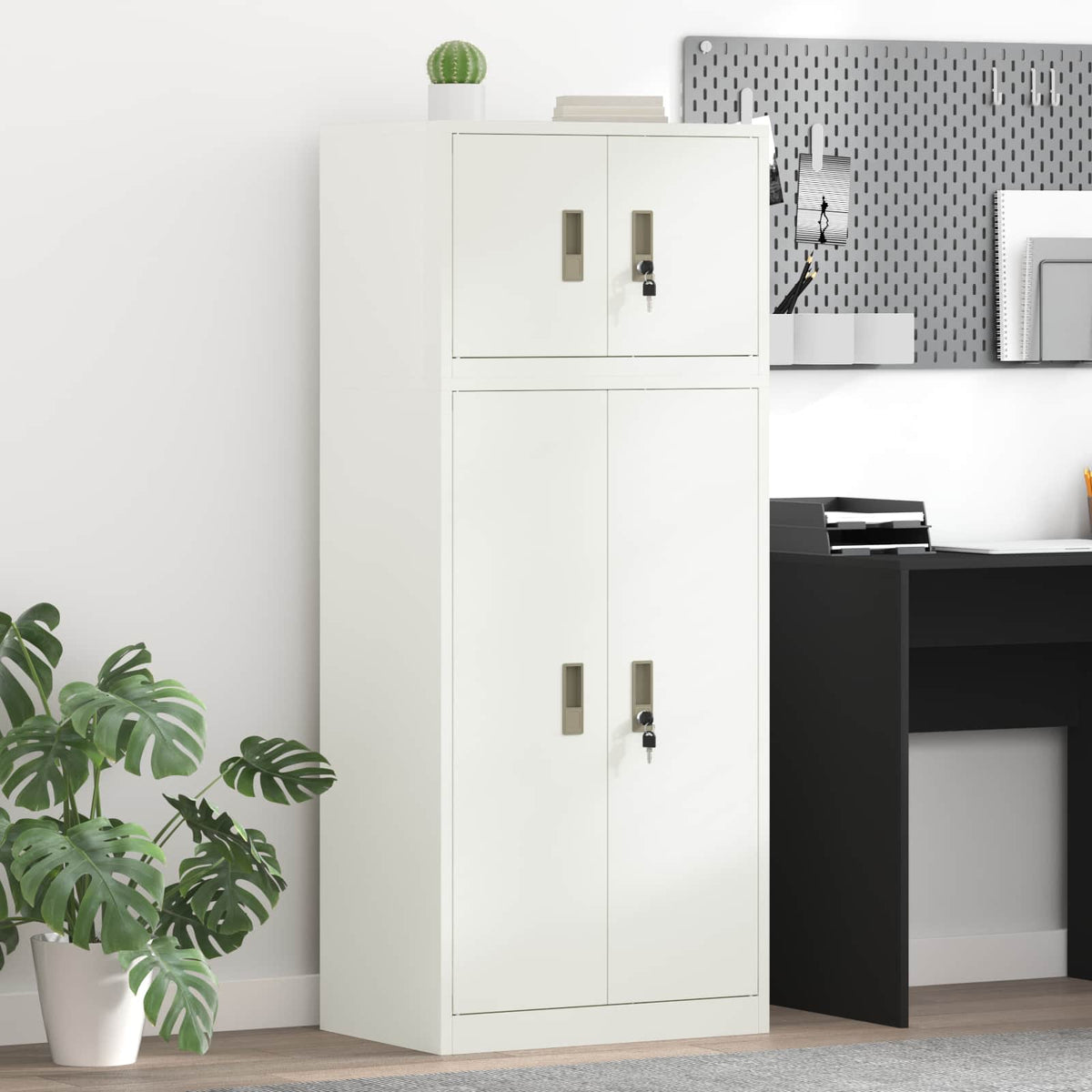 Armoire de rangement 2 pc Blanc 60 x 40 x 145 cm Acier