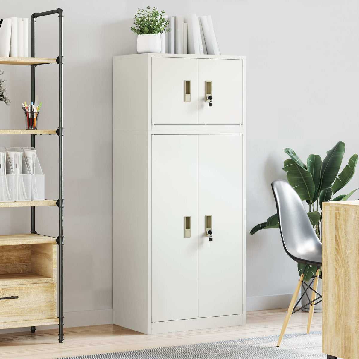 Armoire de rangement 2 pc Blanc 60 x 40 x 145 cm Acier