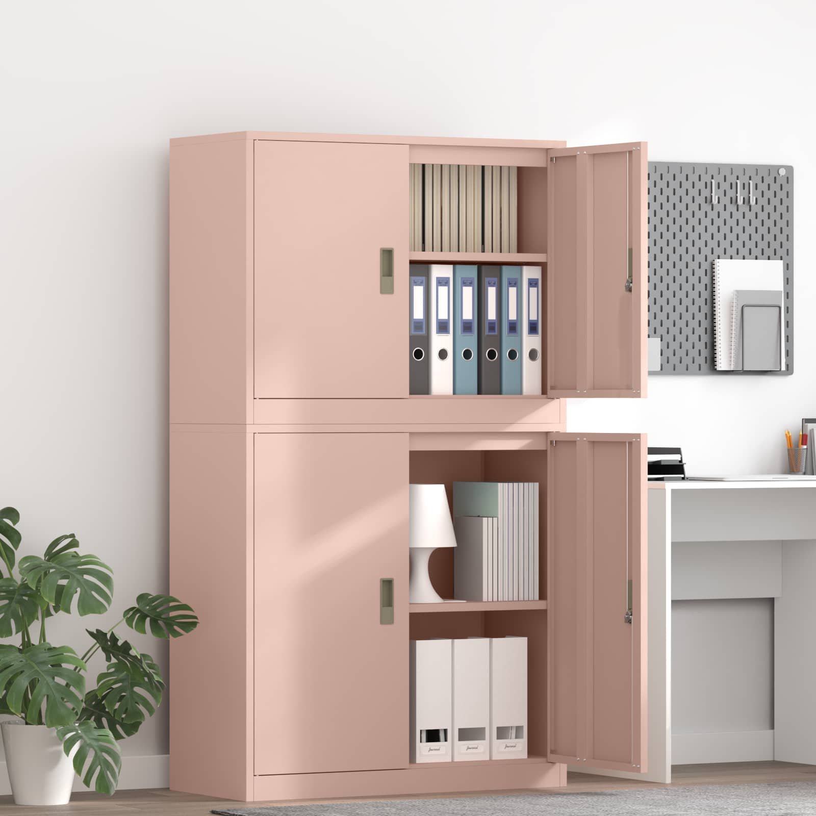 Armoire de rangement 2 pc Rose 90 x 40 x 160 cm Acier