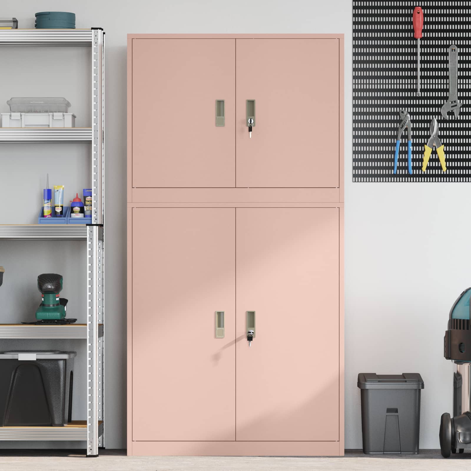 Armoire de rangement 2 pc Rose 90 x 40 x 175 cm Acier