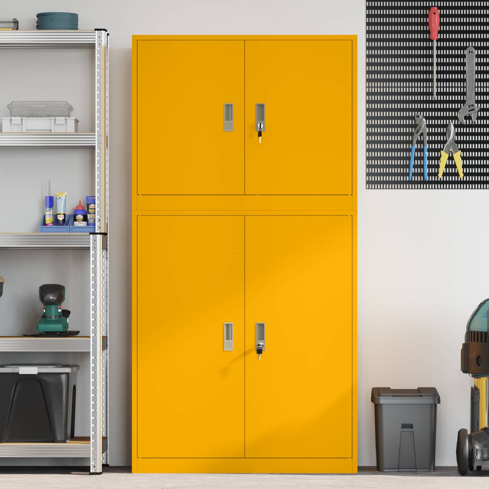 Armoire de rangement 2 pc Jaune moutarde 90 x 40 x 175 cm Acier