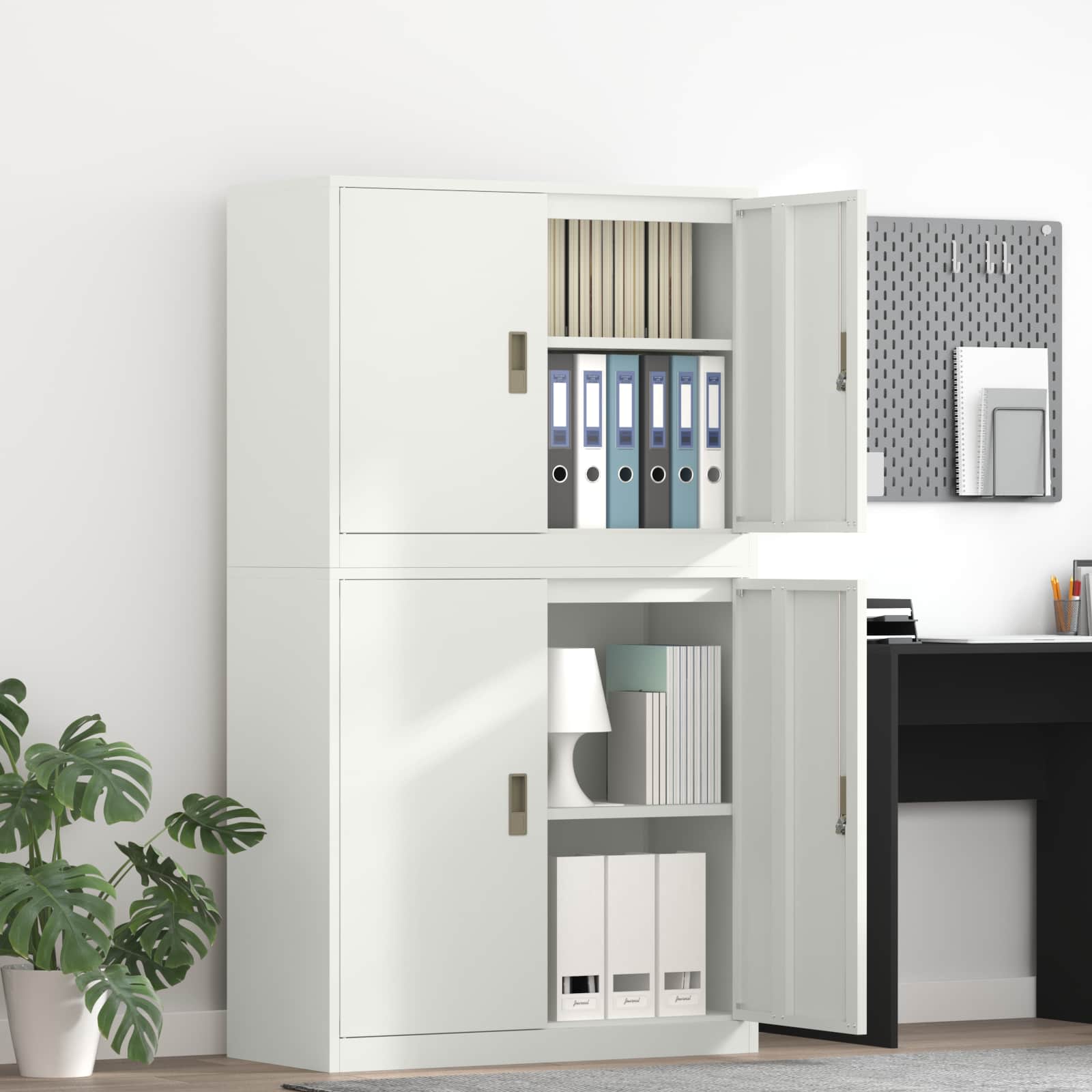 Armoire de rangement 2 pc Blanc 90 x 40 x 175 cm Acier