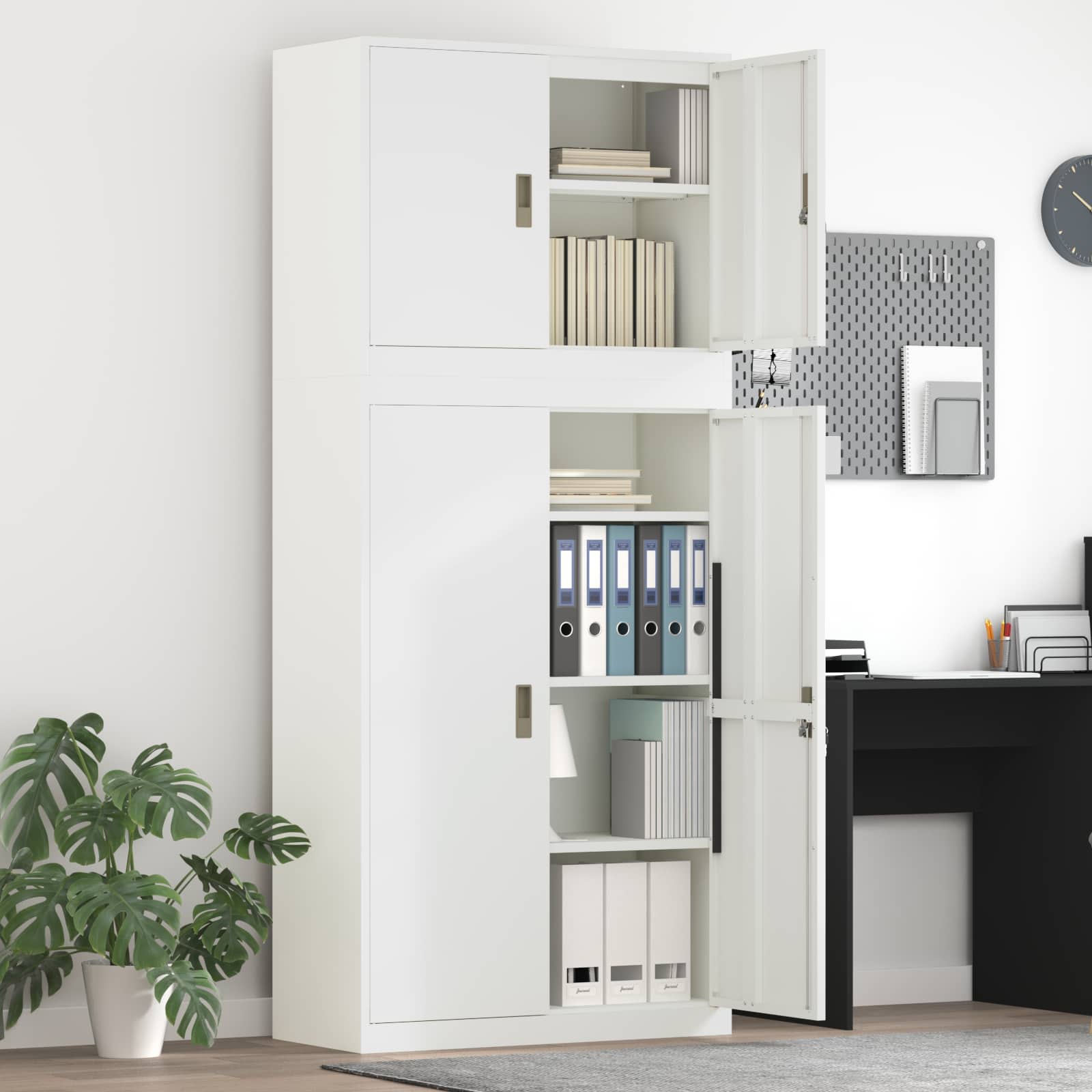 Armoire de rangement 2 pc Blanc 90 x 40 x 210 cm Acier