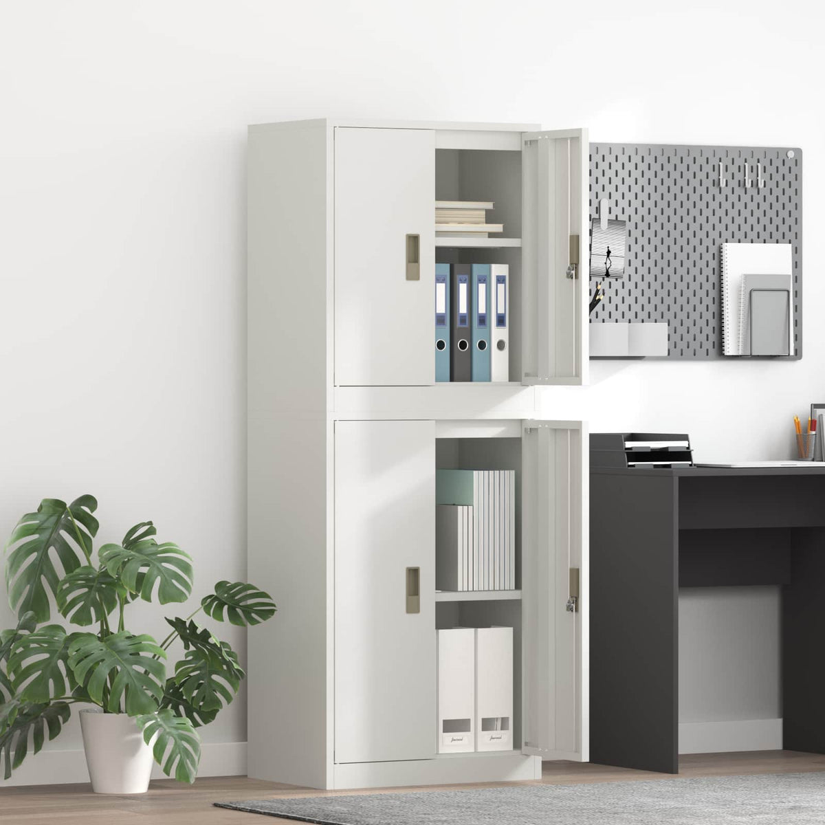 Armoire de rangement 2 pc Blanc 60 x 40 x 160 cm Acier
