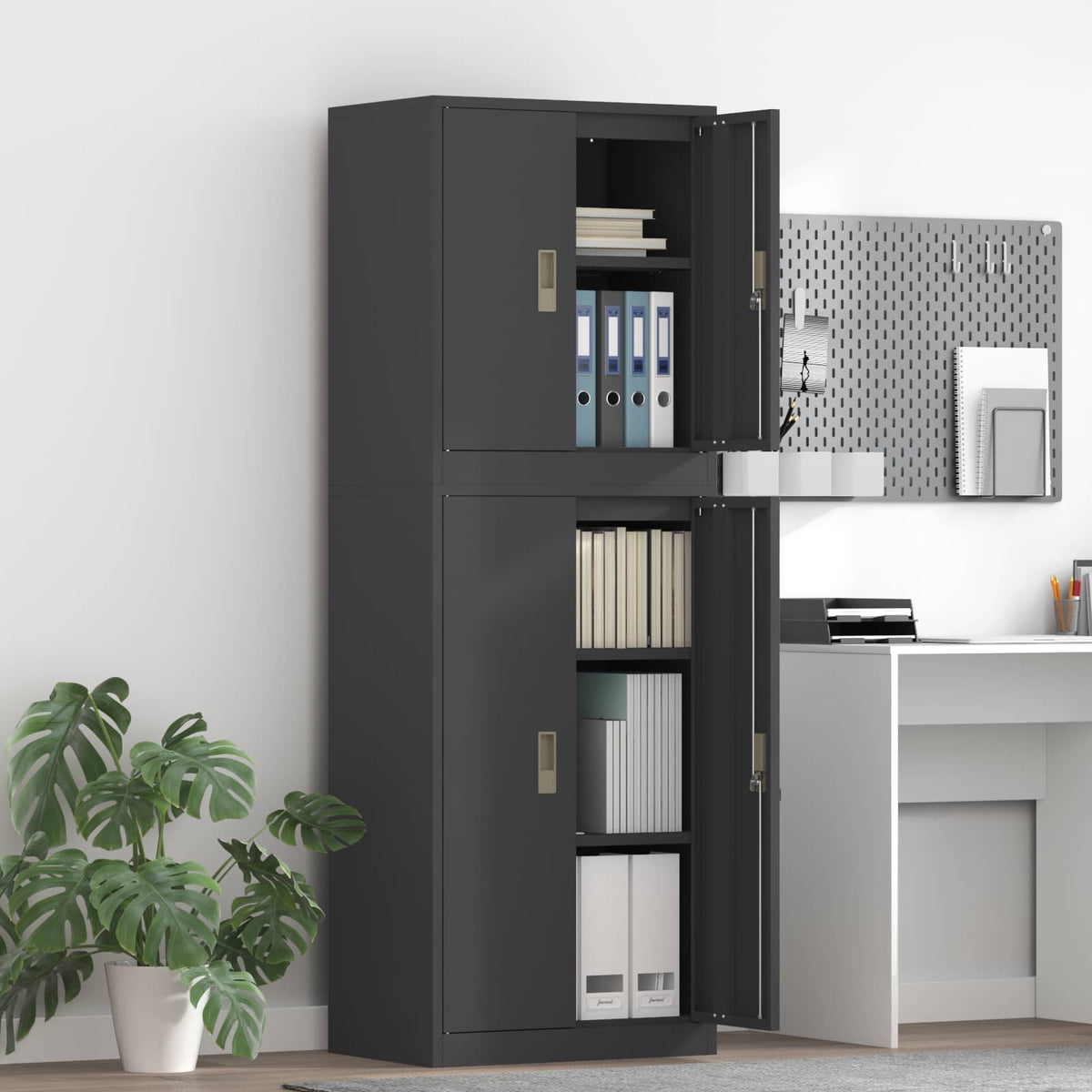 Armoire de rangement 2 pc Noir 60 x 40 x 175 cm Acier