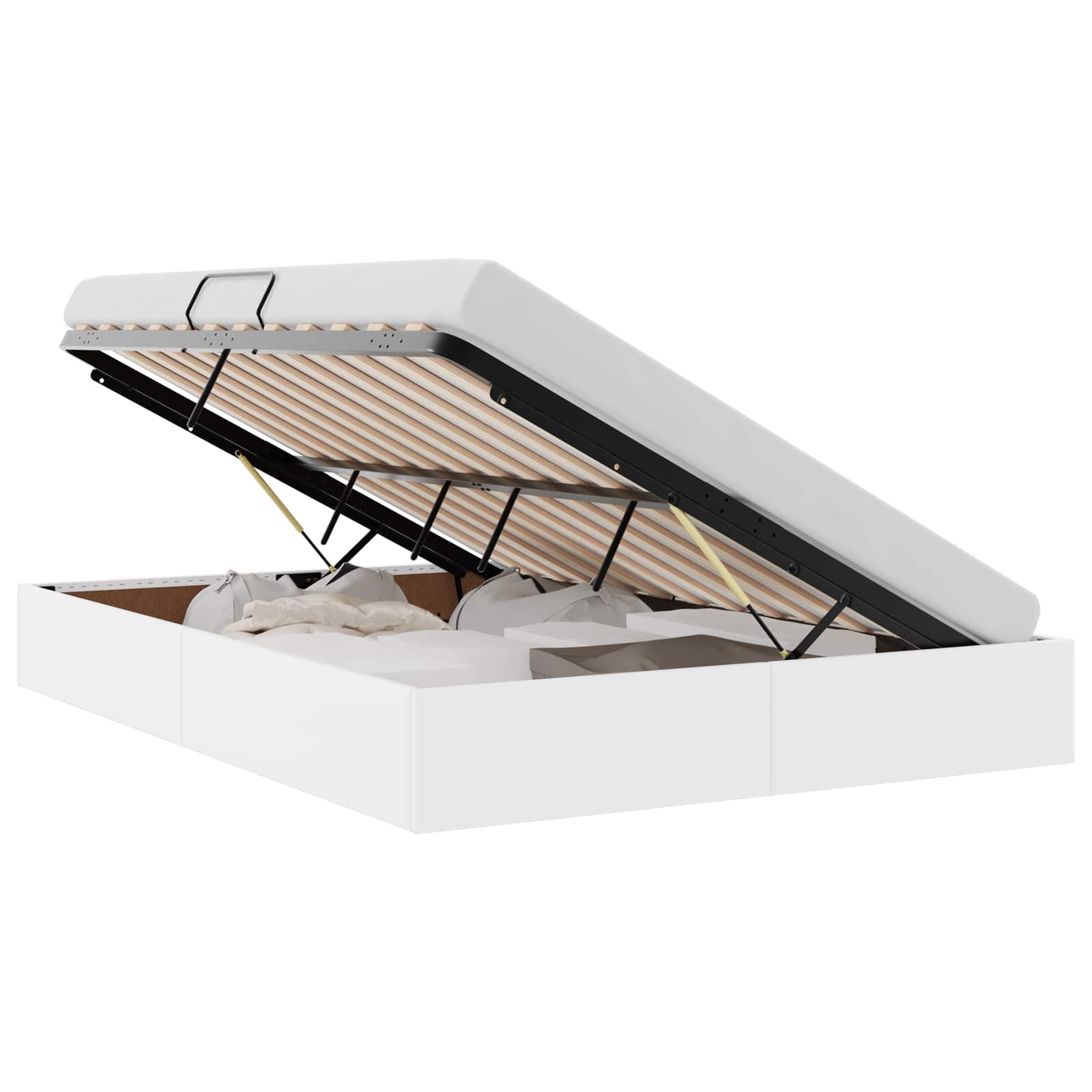 Cadre de lit ottoman Blanc pur 140 x 200 cm Simili cuir