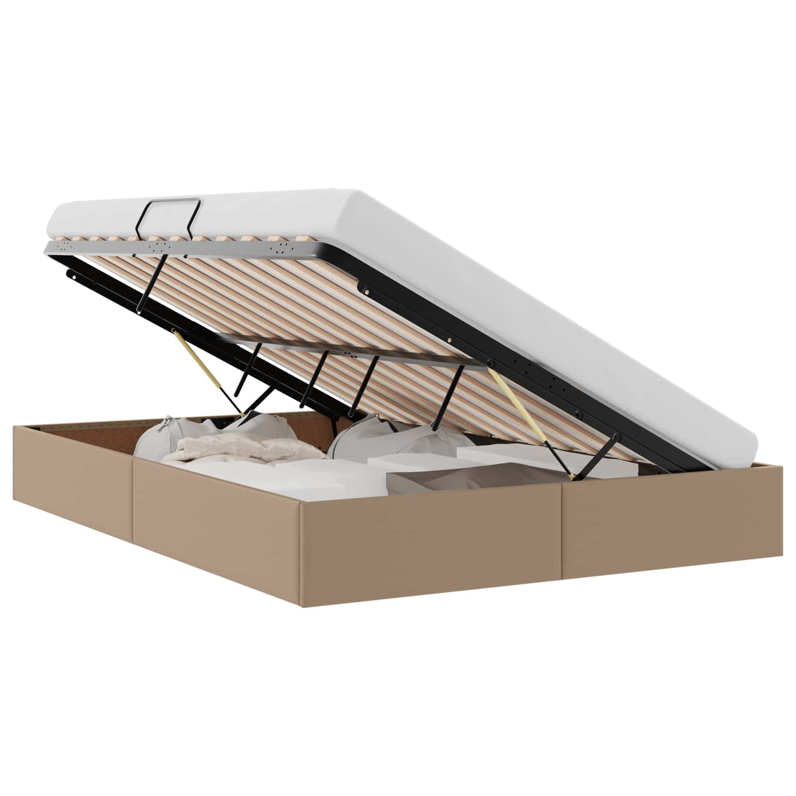 Cadre de lit ottoman Cappuccino 140 x 200 cm Simili cuir
