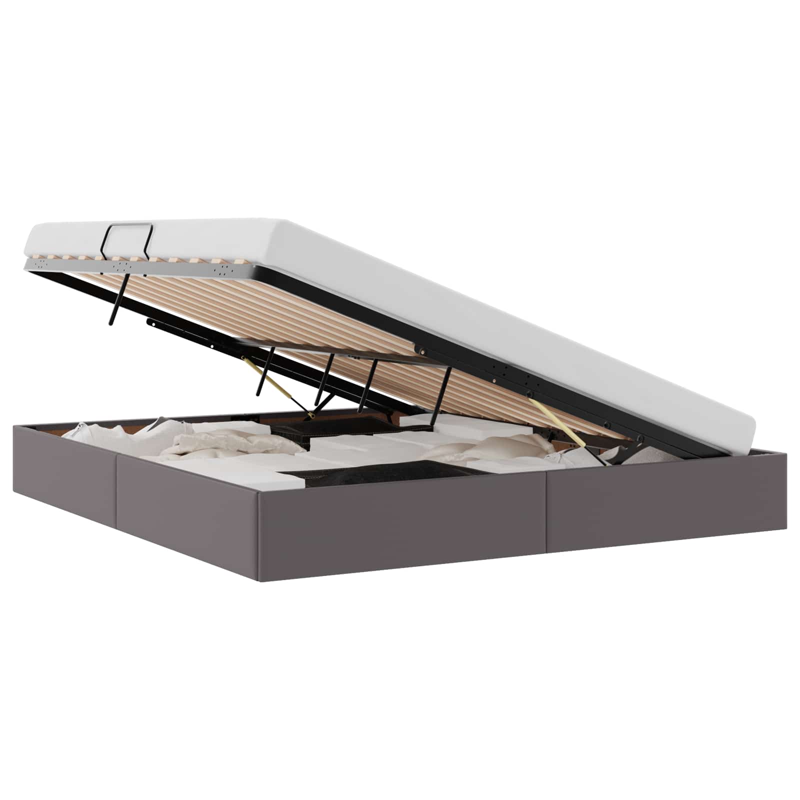 Cadre de lit ottoman Gris 160 x 200 cm Simili cuir