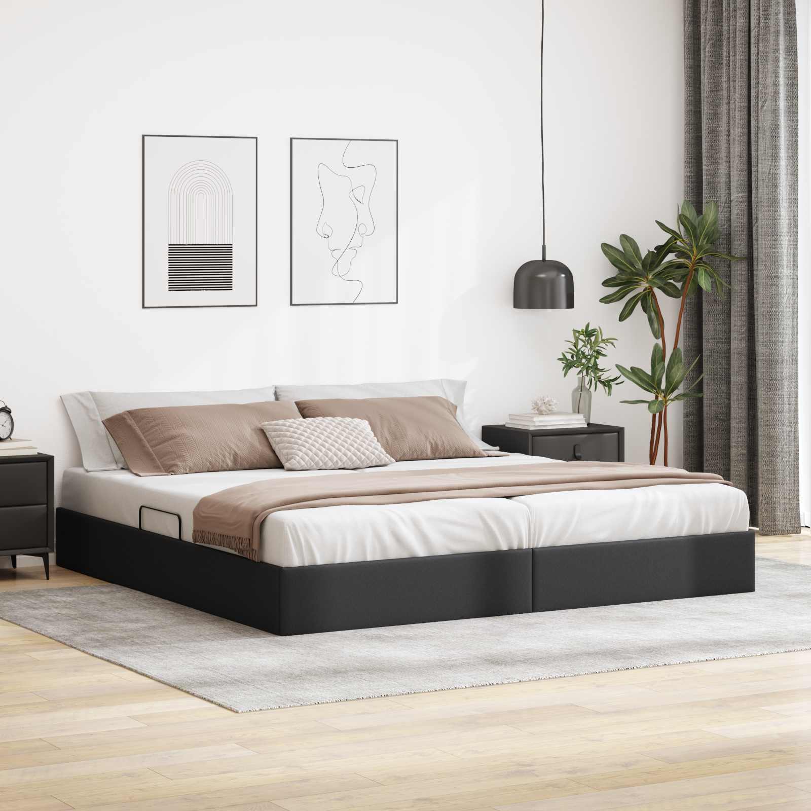 Cadre de lit ottoman Noir 200 x 200 cm Simili cuir