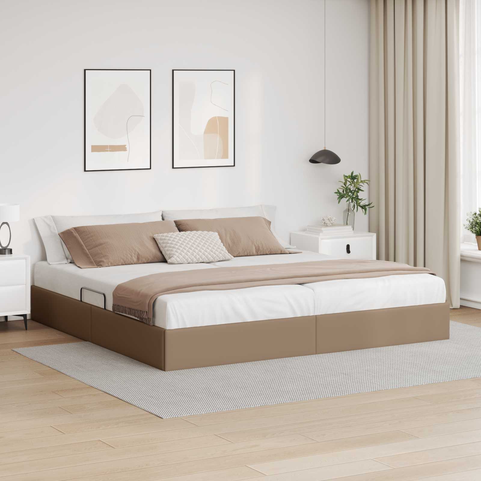 Cadre de lit ottoman Cappuccino 200 x 200 cm Simili cuir
