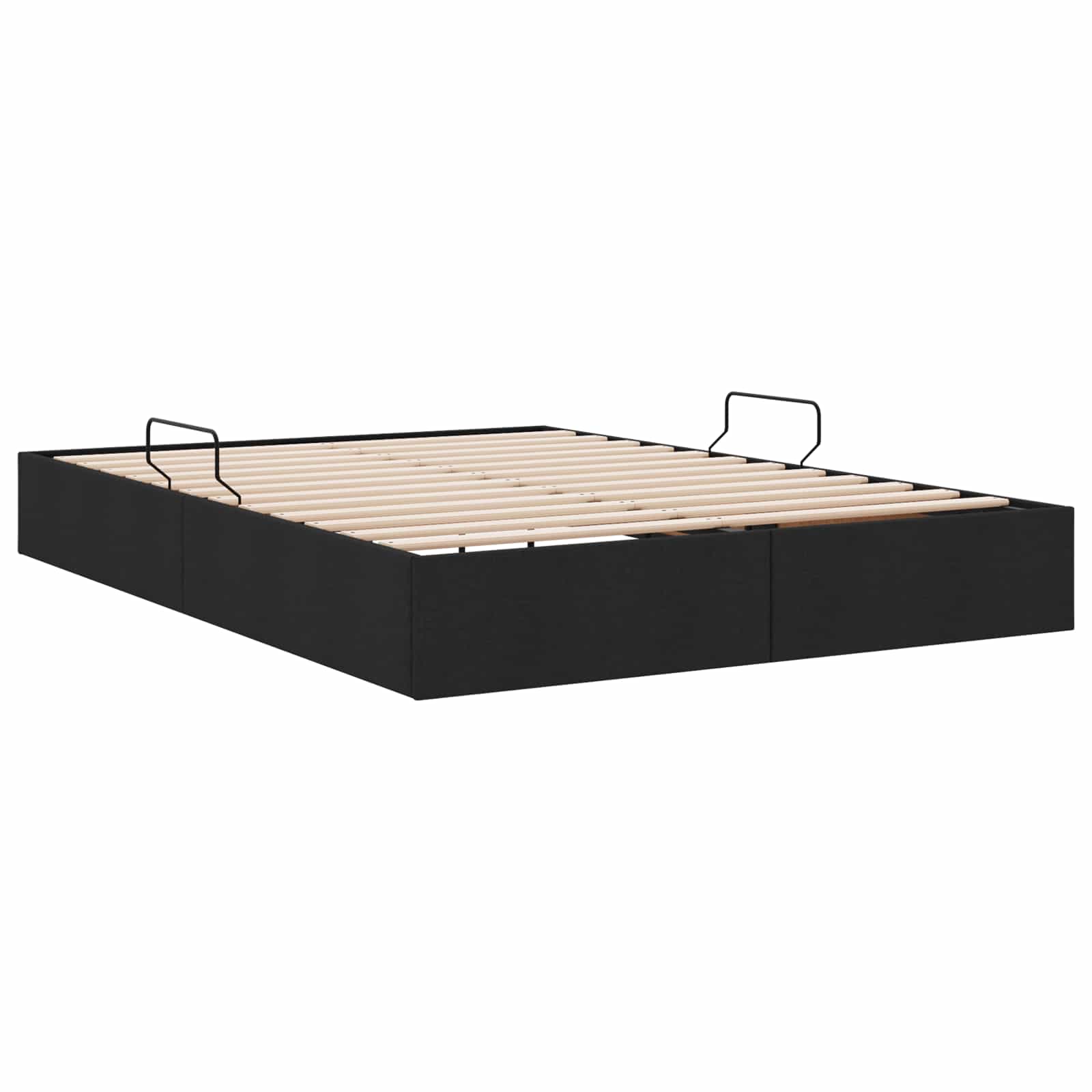 Cadre de lit ottoman avec stockage Noir 140 x 190 cm tissu