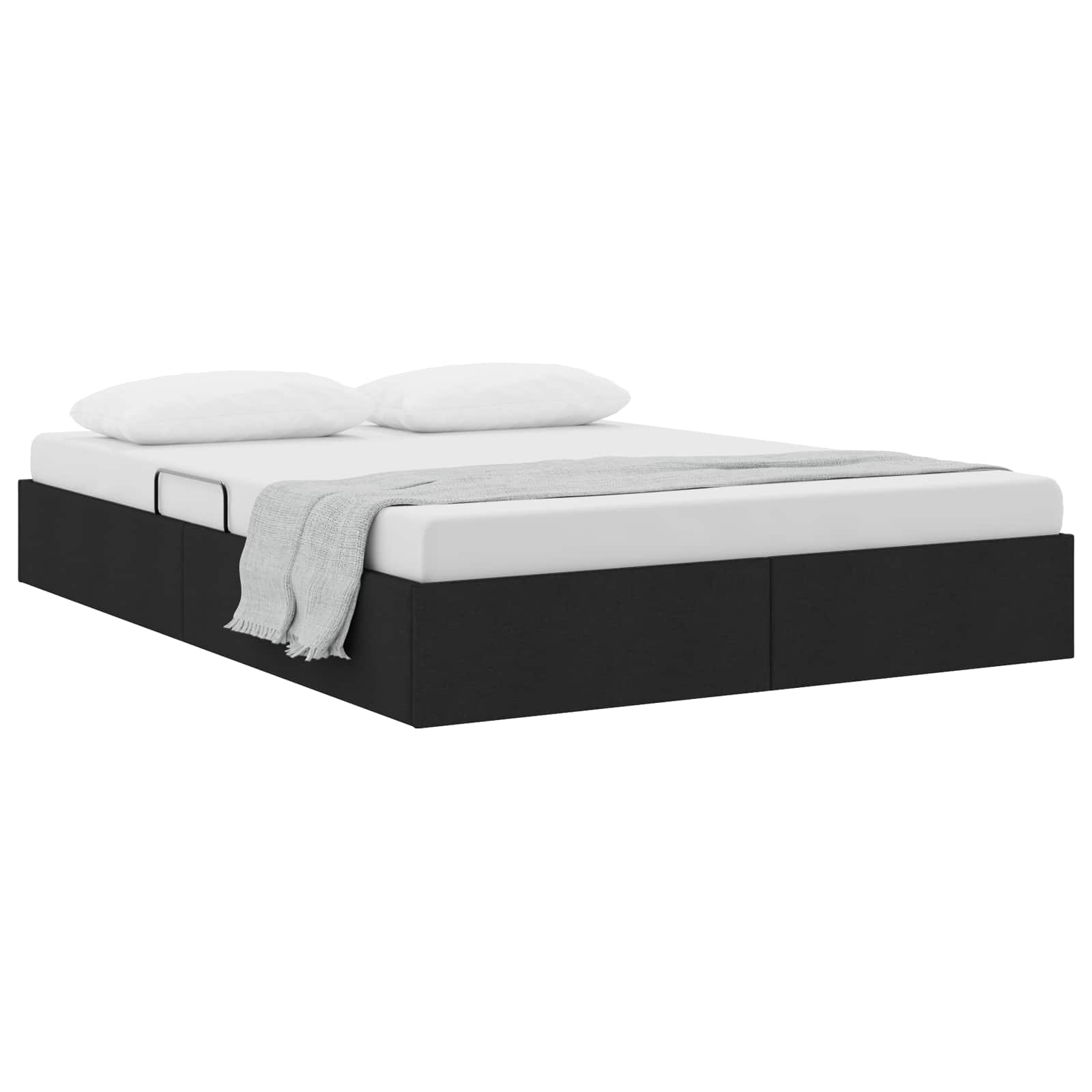 Cadre de lit ottoman avec stockage Noir 140 x 190 cm tissu