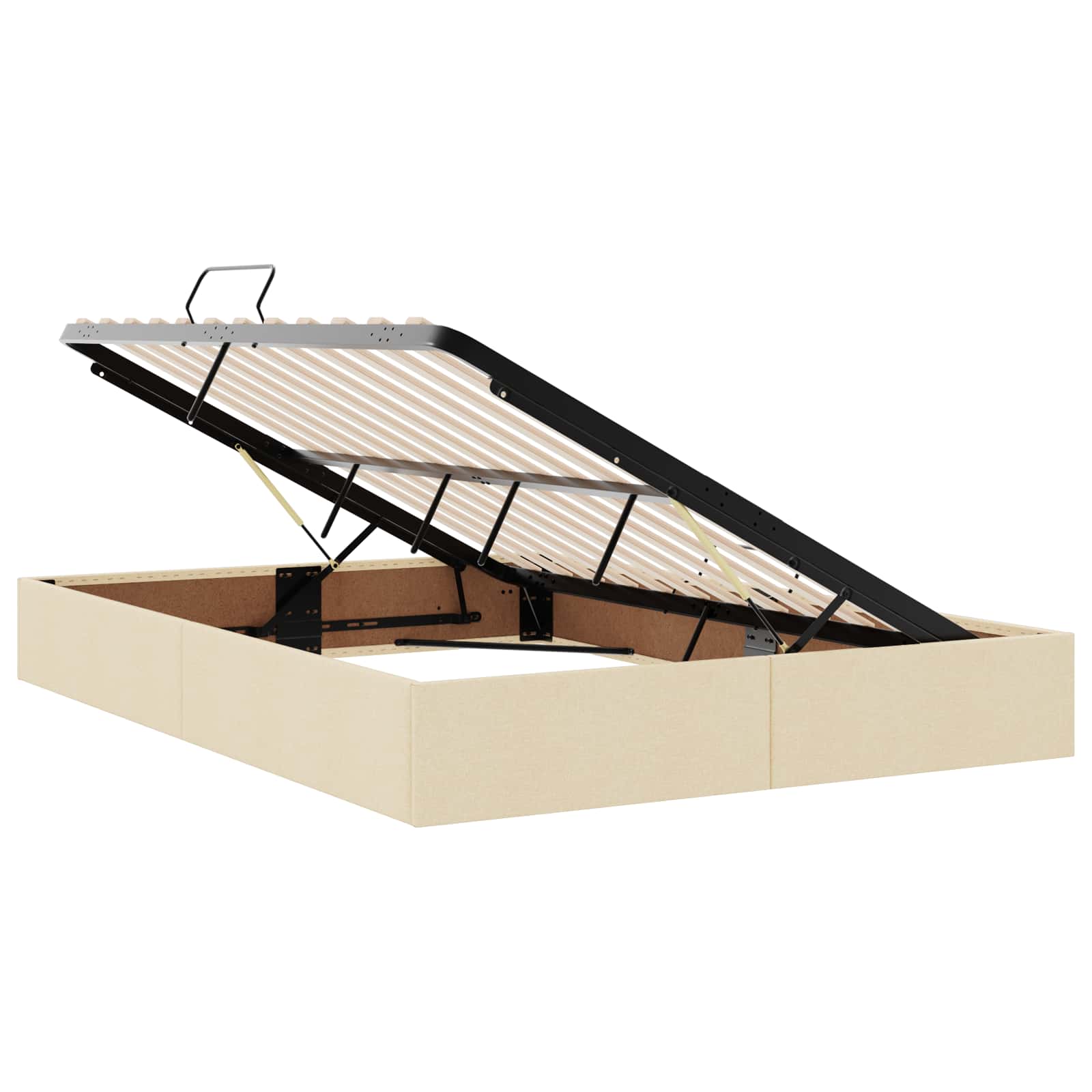 Cadre de lit ottoman avec stockage Crème 140 x 190 cm tissu