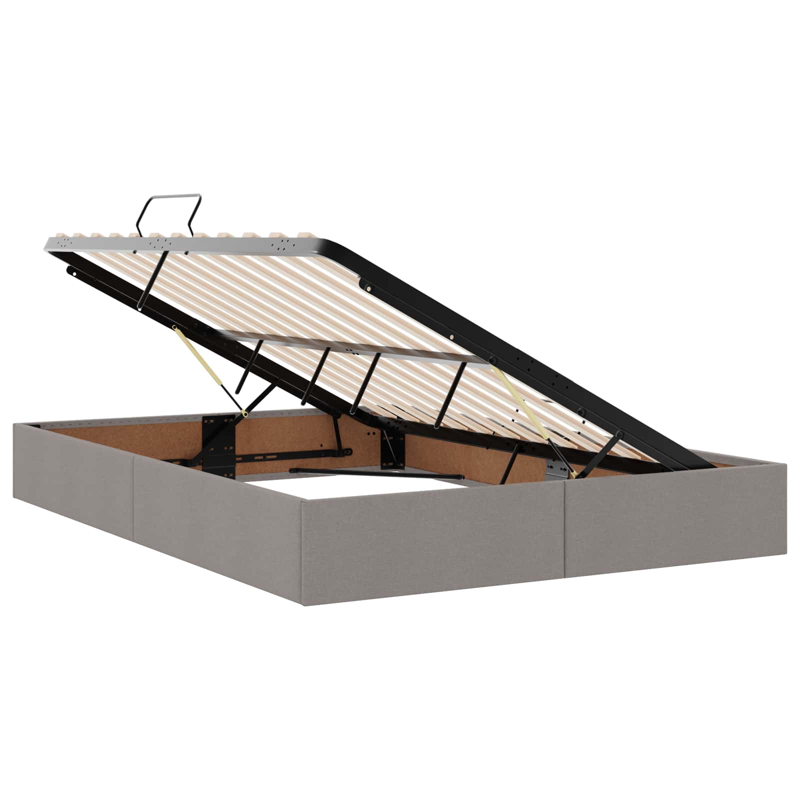 Cadre de lit ottoman avec stockage Taupe 140 x 200 cm tissu