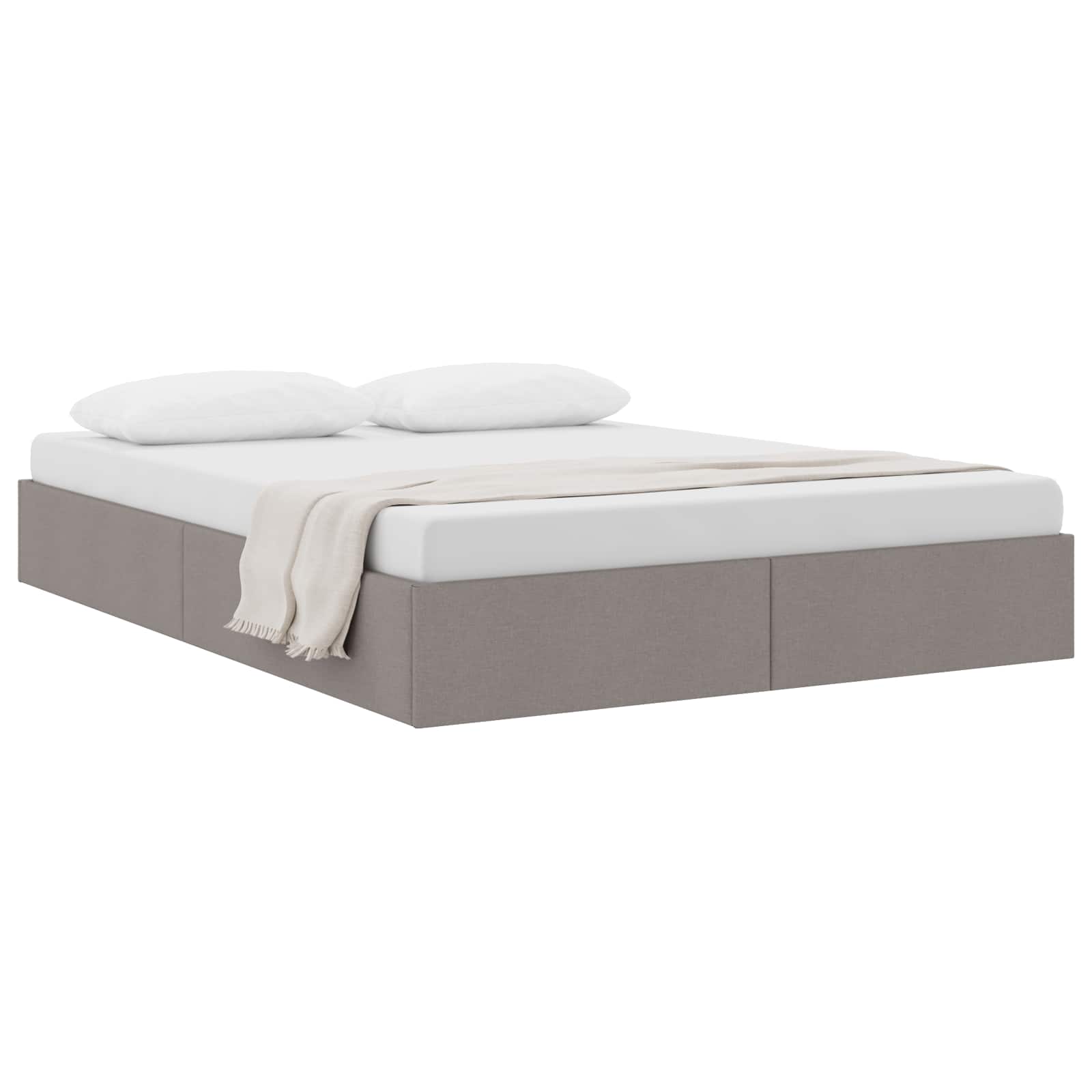 Cadre de lit ottoman avec stockage Taupe 140 x 200 cm tissu