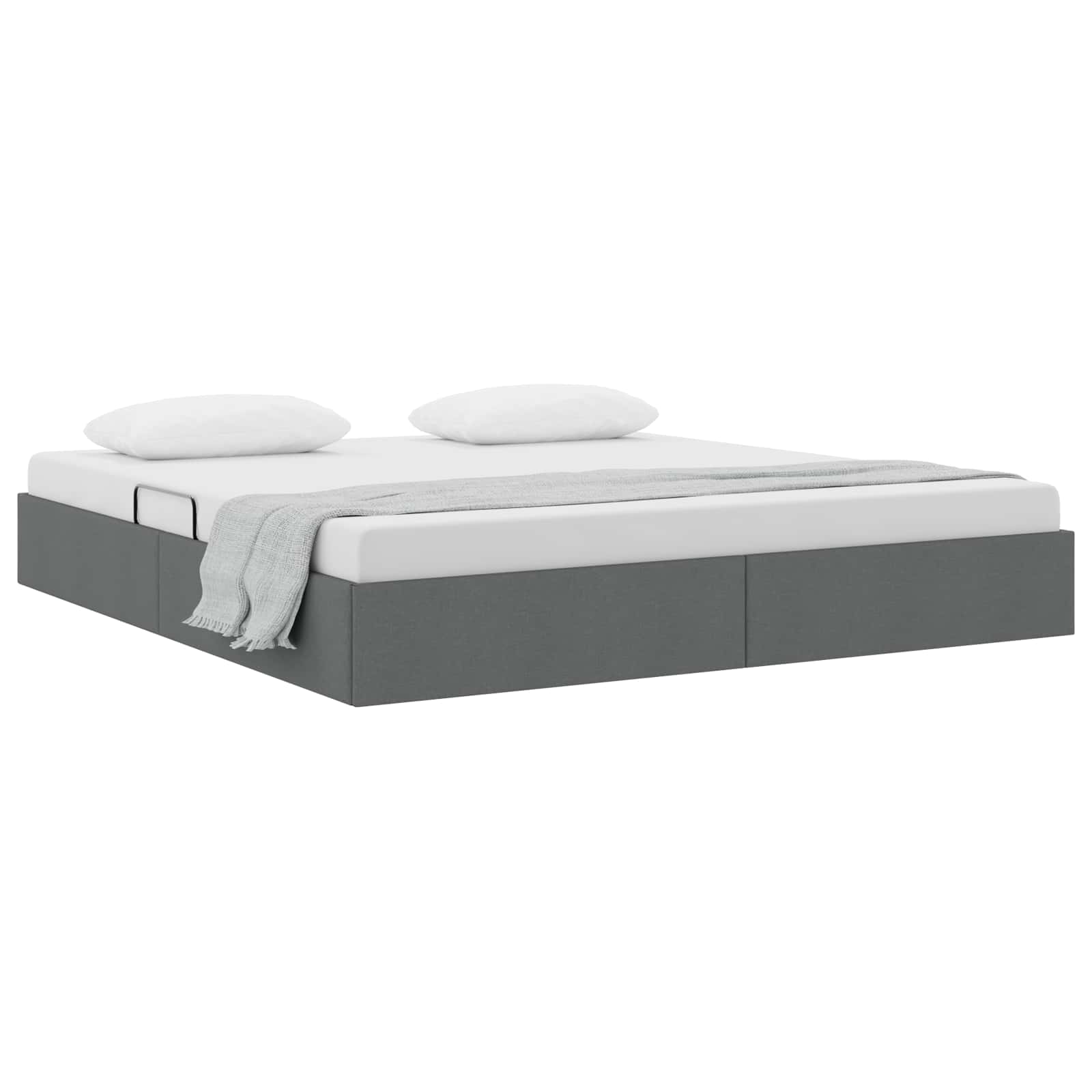 Cadre de lit ottoman Gris foncé 160 x 200 cm tissu
