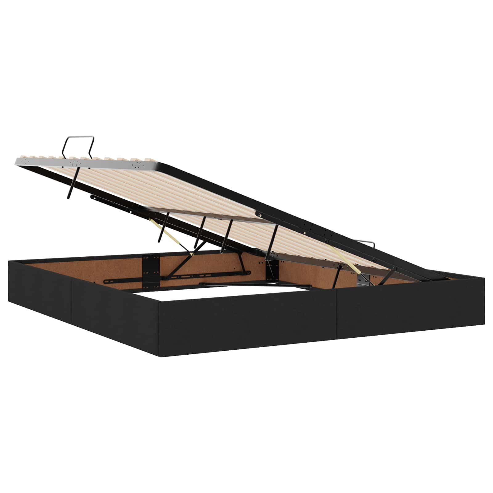 Cadre de lit ottoman avec stockage Noir 160 x 200 cm tissu