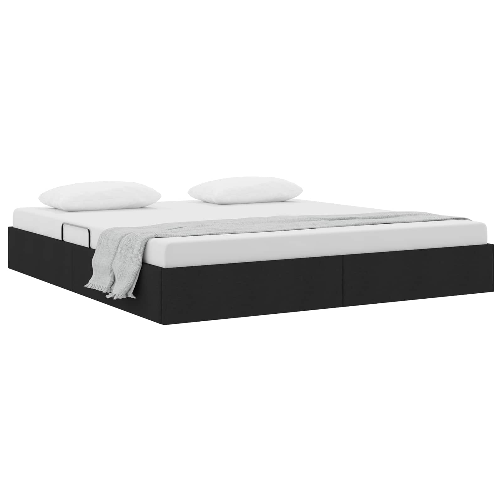Cadre de lit ottoman avec stockage Noir 160 x 200 cm tissu