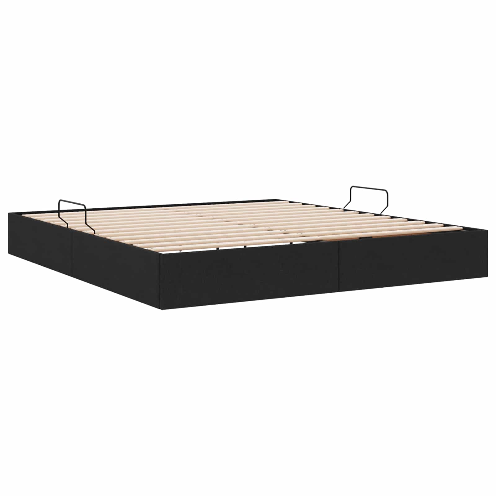 Cadre de lit ottoman avec stockage Noir 180 x 200 cm tissu