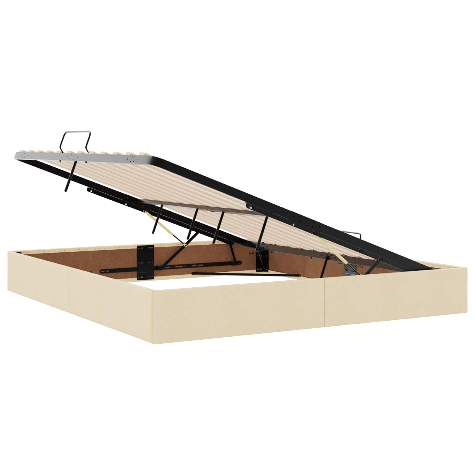 Cadre de lit ottoman avec stockage Crème 180 x 200 cm tissu