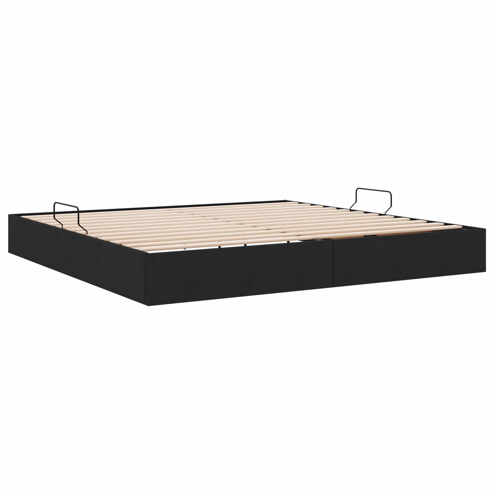 Cadre de lit ottoman avec stockage Noir 200 x 200 cm tissu