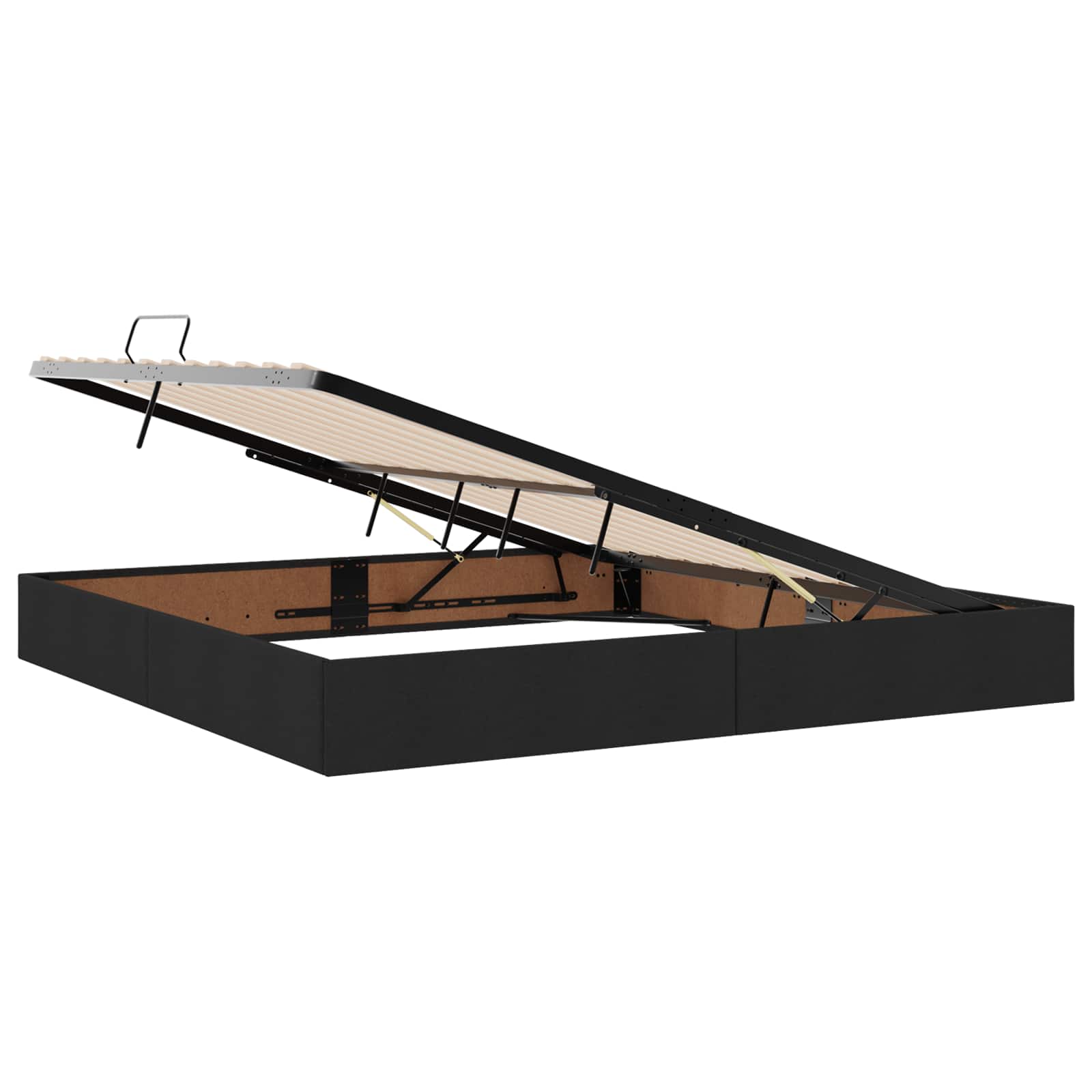 Cadre de lit ottoman avec stockage Noir 200 x 200 cm tissu