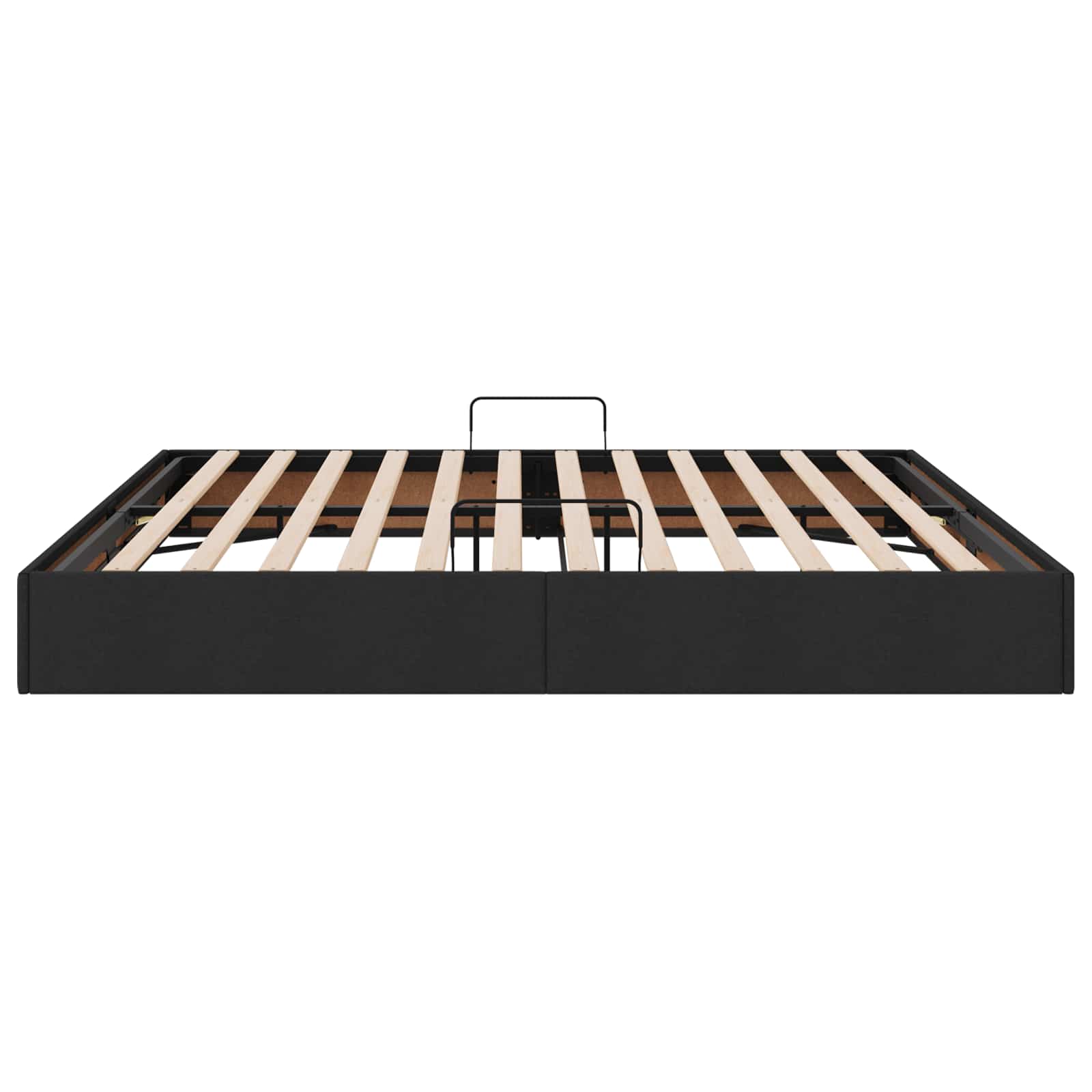 Cadre de lit ottoman avec stockage Noir 200 x 200 cm tissu