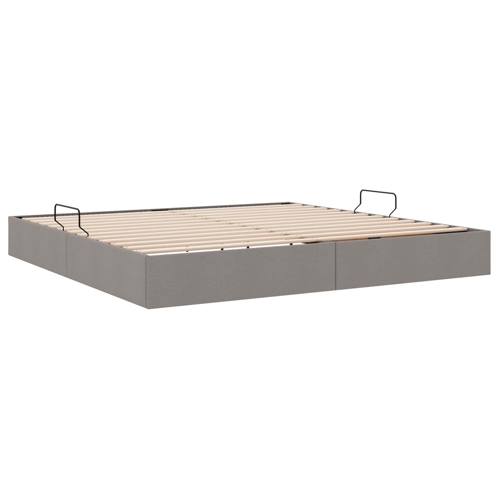Cadre de lit ottoman avec stockage Taupe 200 x 200 cm tissu