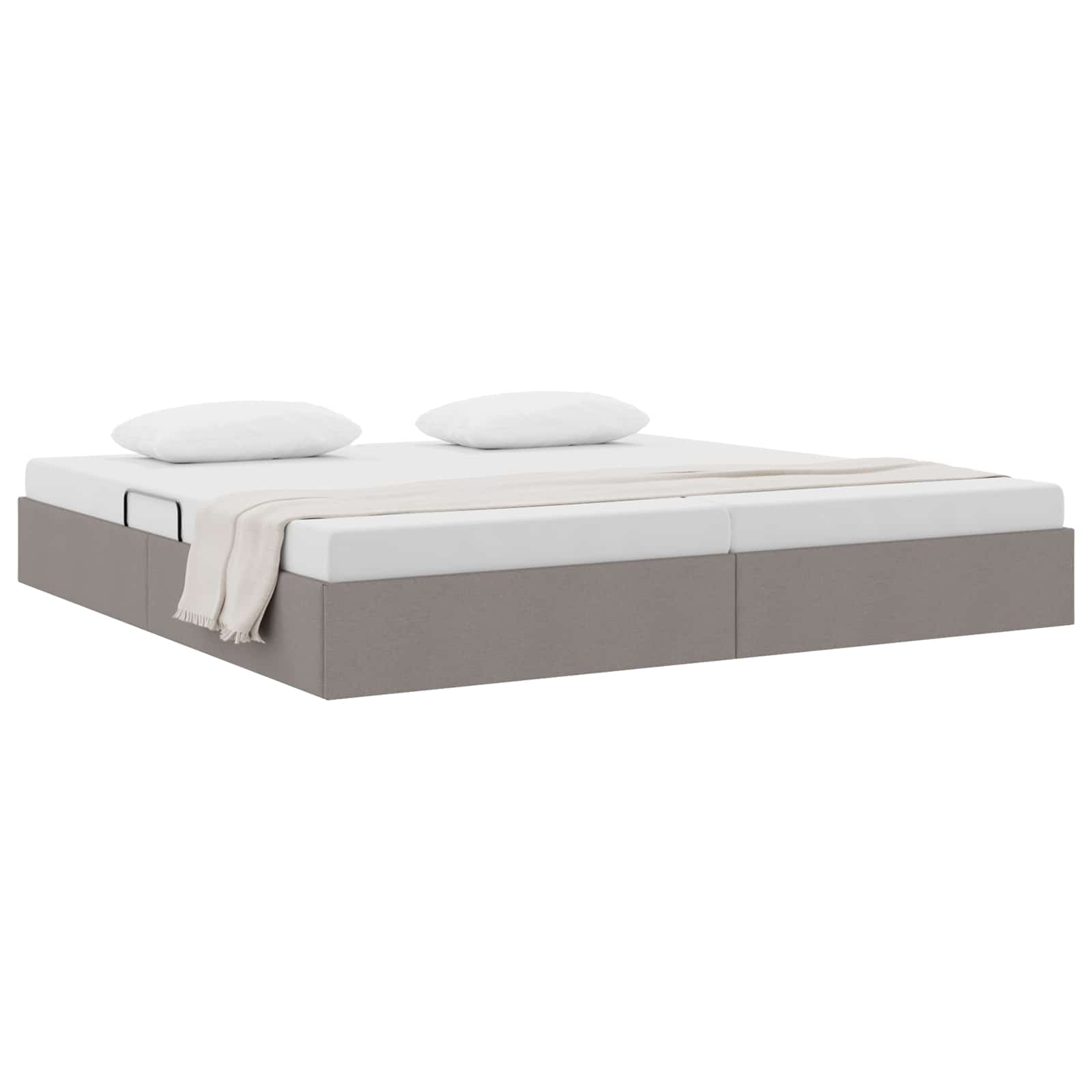 Cadre de lit ottoman avec stockage Taupe 200 x 200 cm tissu