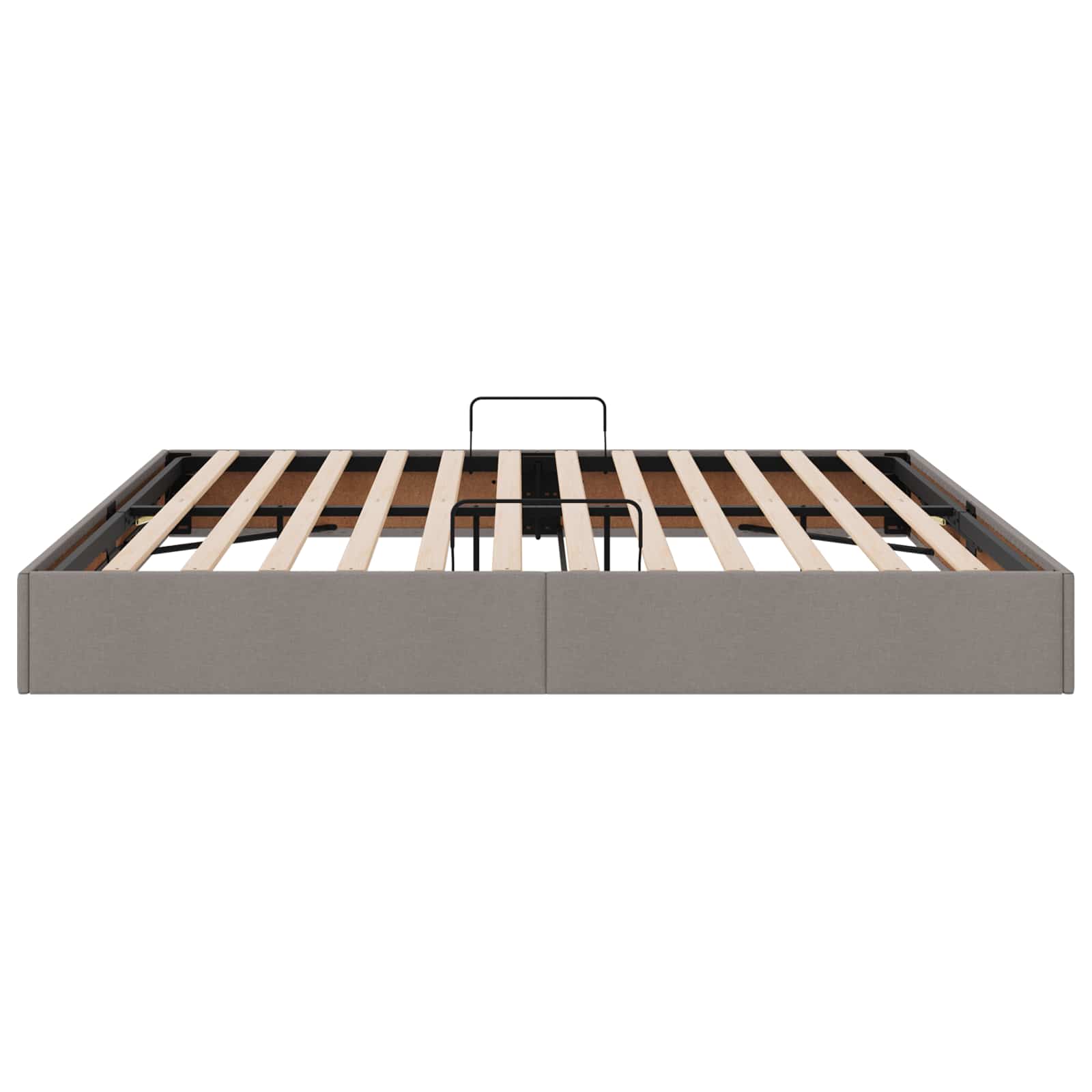 Cadre de lit ottoman avec stockage Taupe 200 x 200 cm tissu