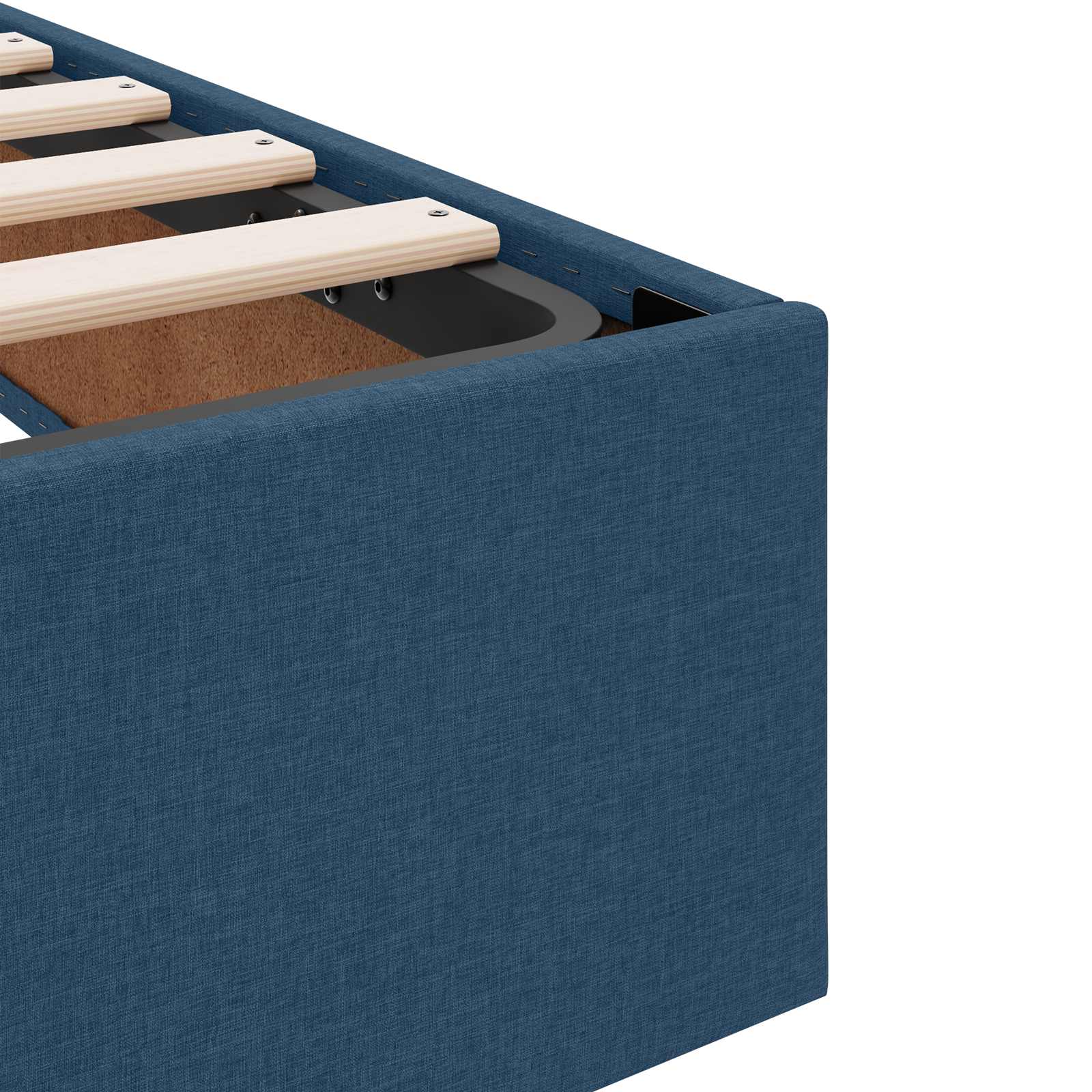 Cadre de lit ottoman avec stockage Bleu 200 x 200 cm tissu