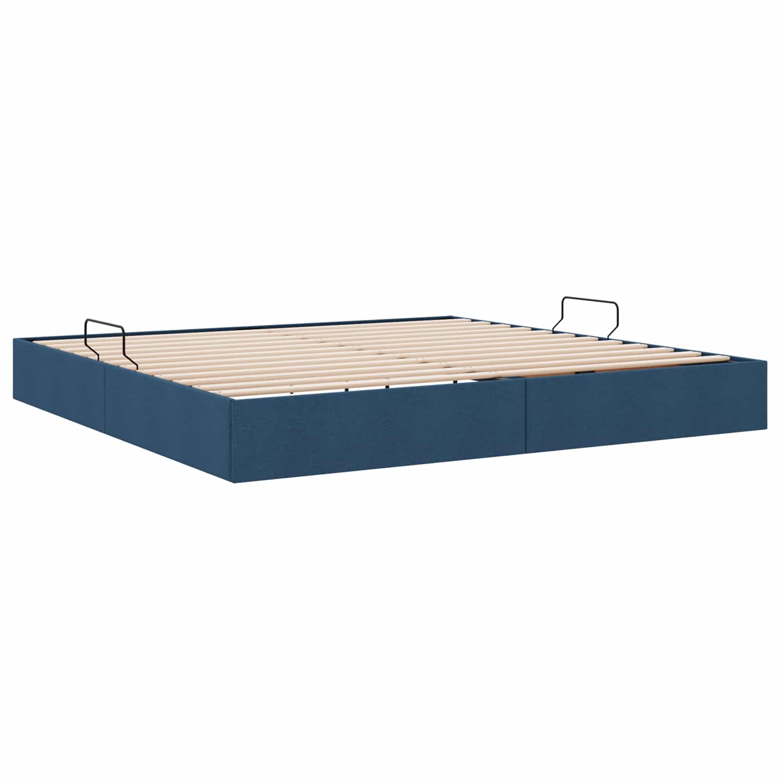 Cadre de lit ottoman avec stockage Bleu 200 x 200 cm tissu
