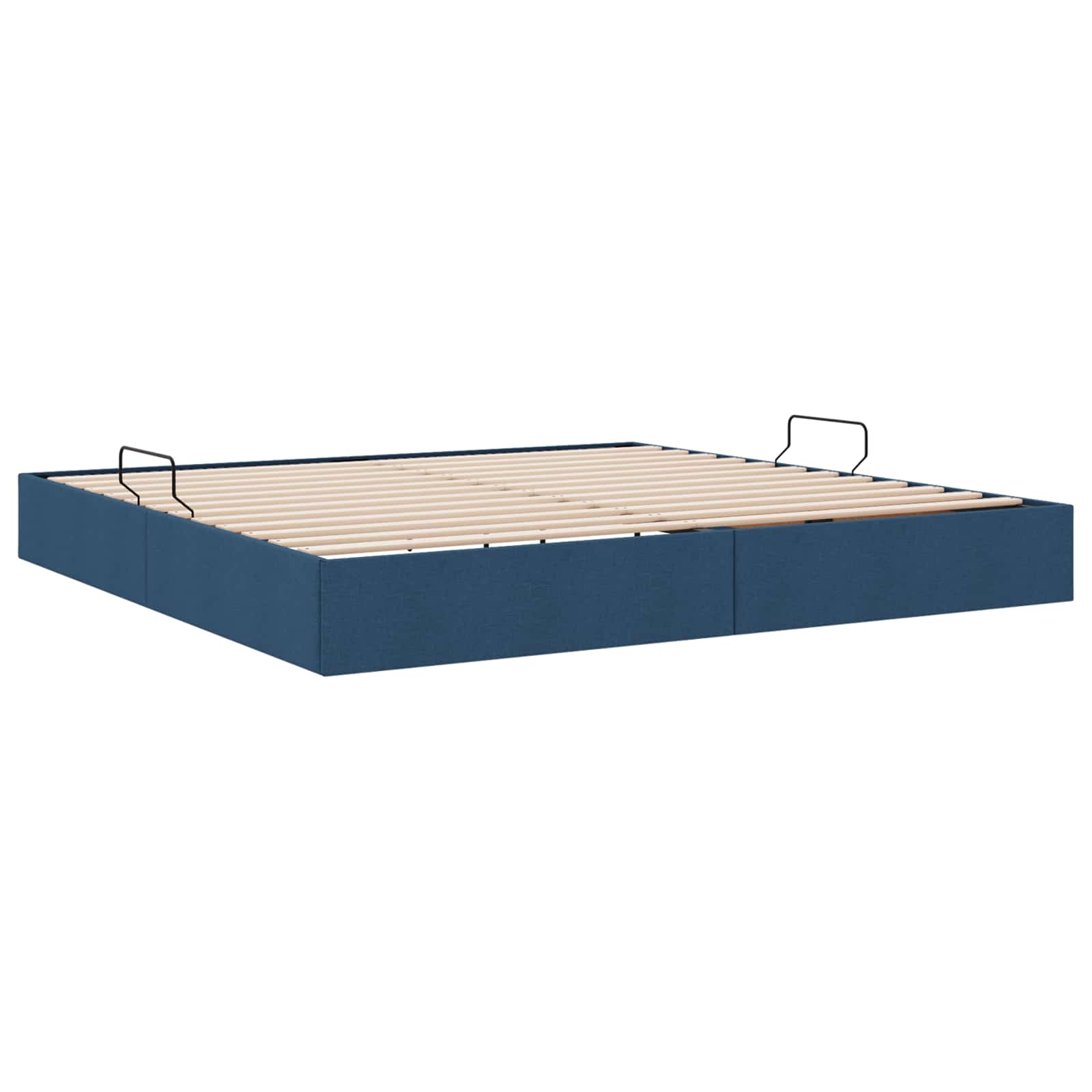 Cadre de lit ottoman avec stockage Bleu 200 x 200 cm tissu