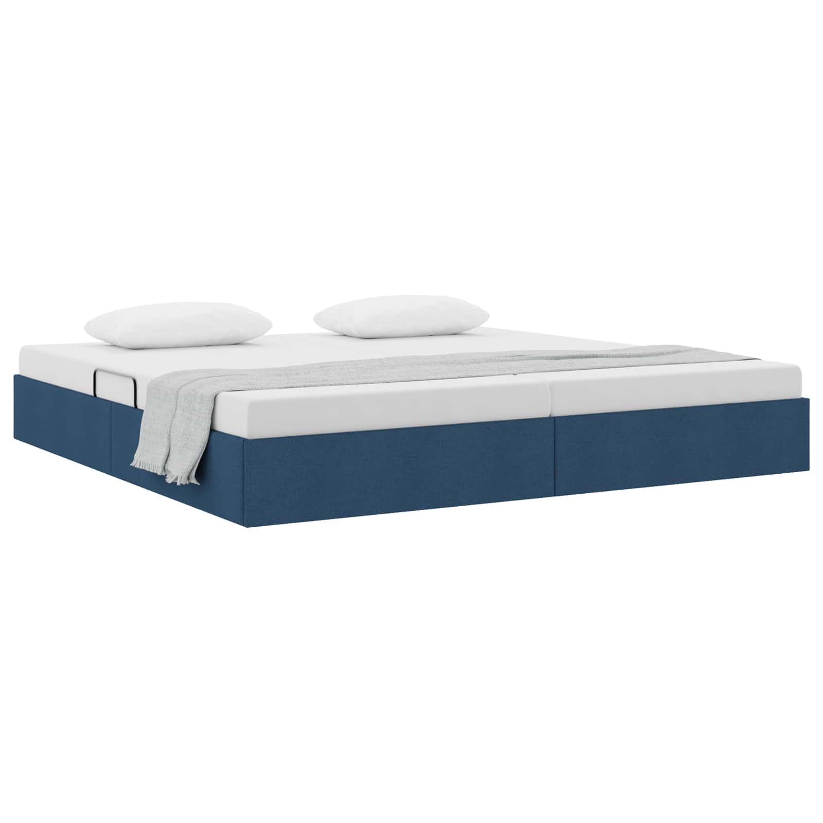 Cadre de lit ottoman avec stockage Bleu 200 x 200 cm tissu