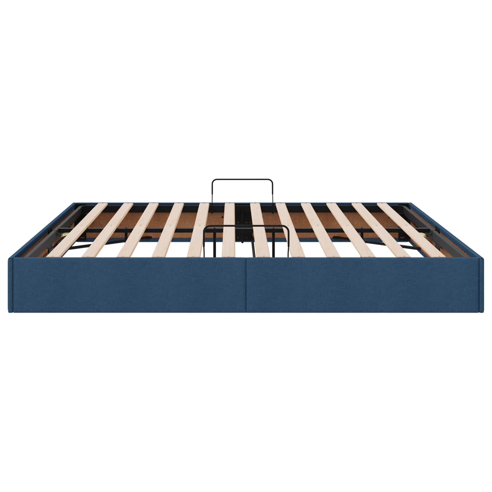 Cadre de lit ottoman avec stockage Bleu 200 x 200 cm tissu