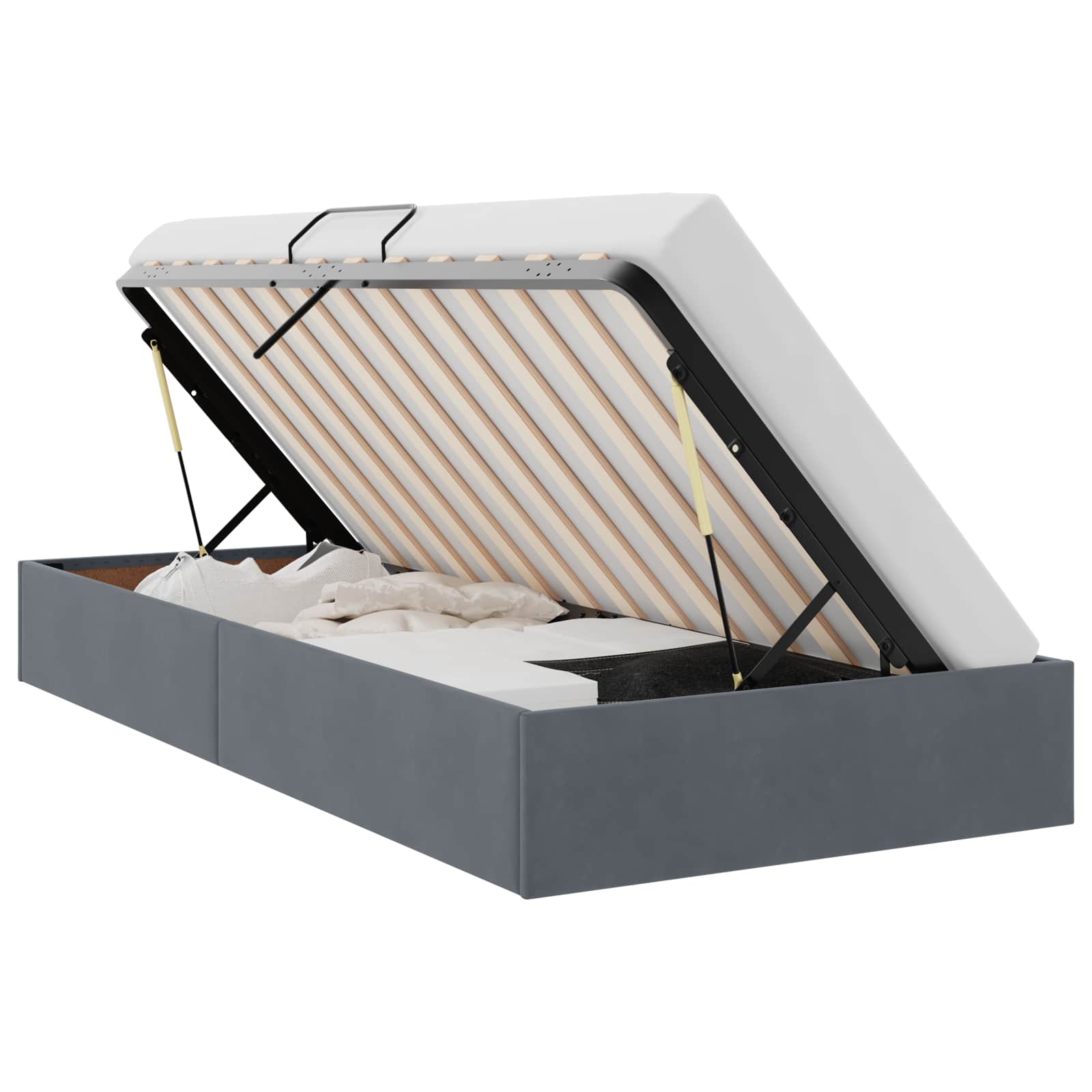 Cadre de lit ottoman Gris foncé 90 x 190 cm Velours - XIOS