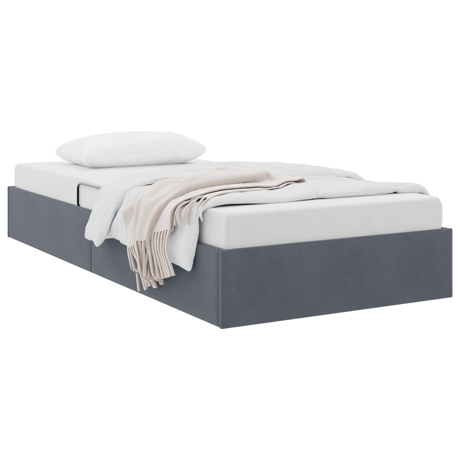 Cadre de lit ottoman Gris foncé 90 x 190 cm Velours - XIOS