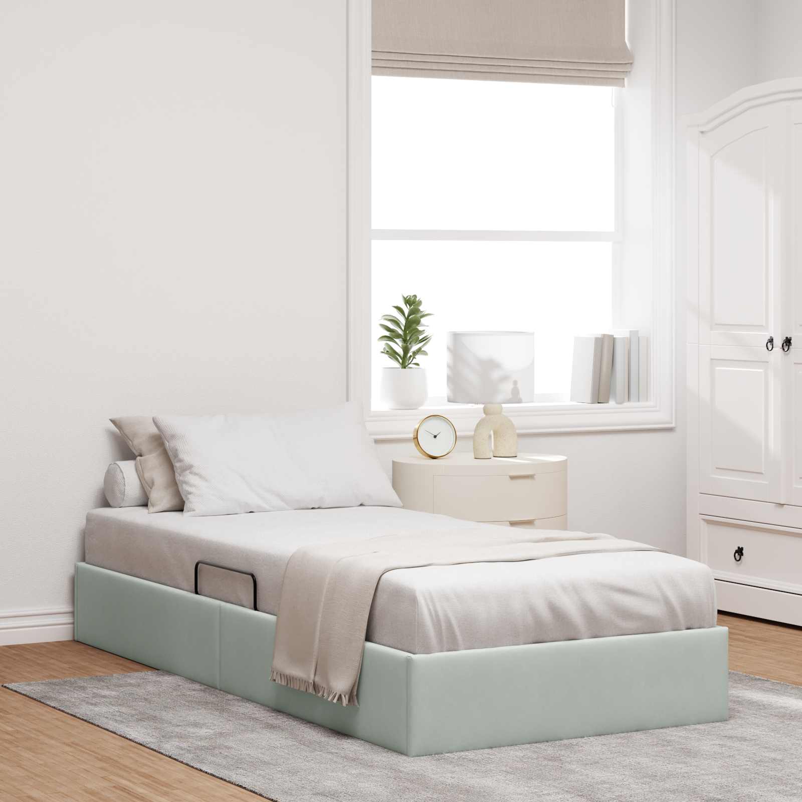 Cadre de lit ottoman Gris clair 90 x 200 cm Velours - XIOS