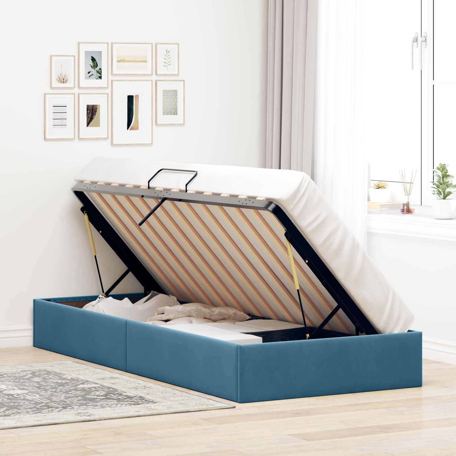 Cadre de lit ottoman Bleu foncé 100 x 200 cm Velours - XIOS