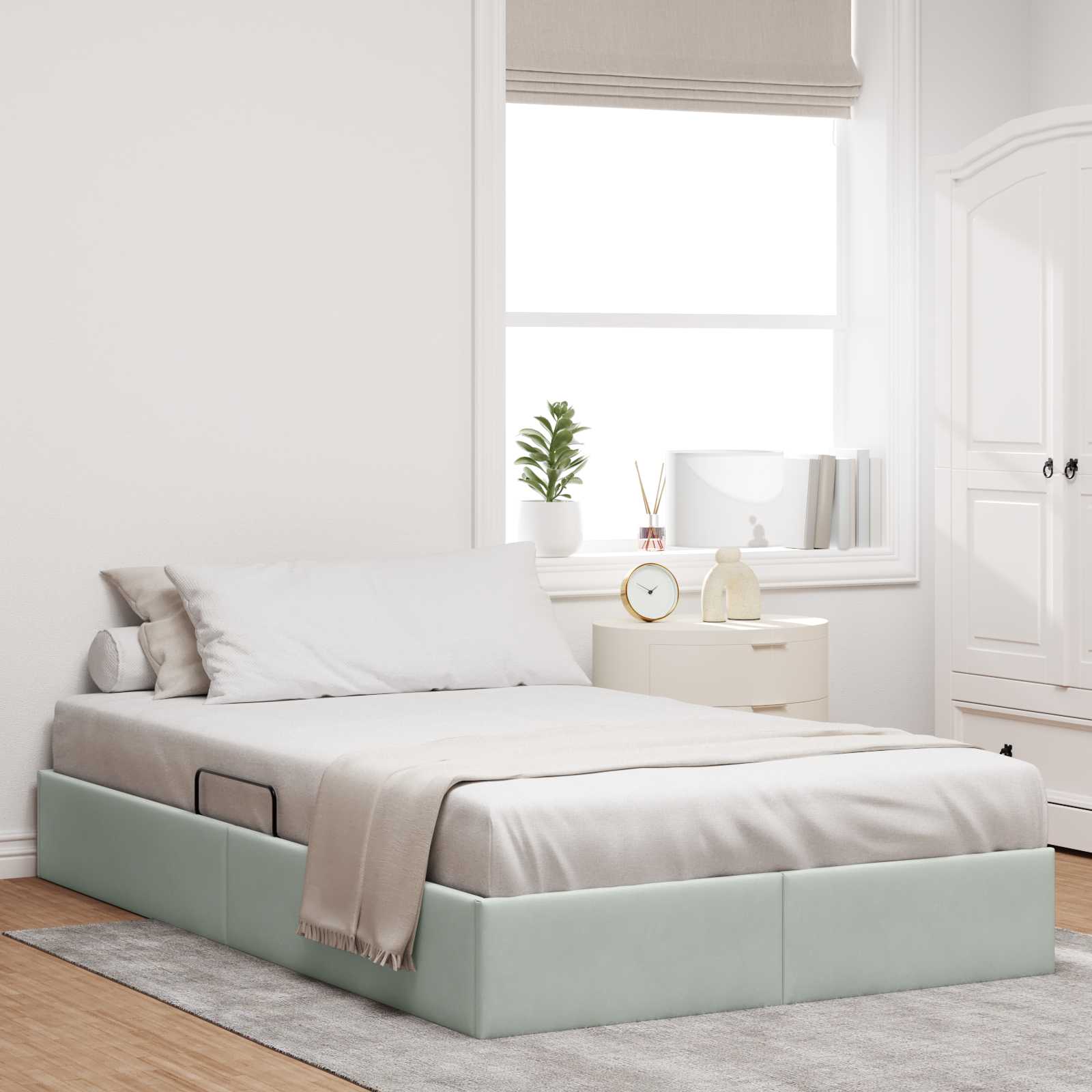 Cadre de lit ottoman Gris clair 120 x 200 cm Velours - XIOS