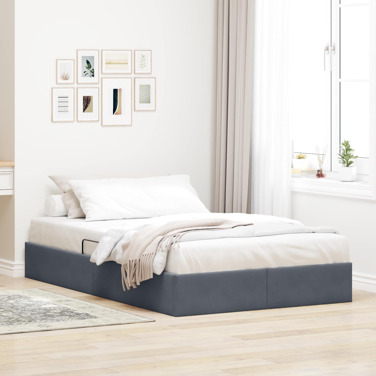 Cadre de lit ottoman Gris foncé 120 x 200 cm Velours - XIOS
