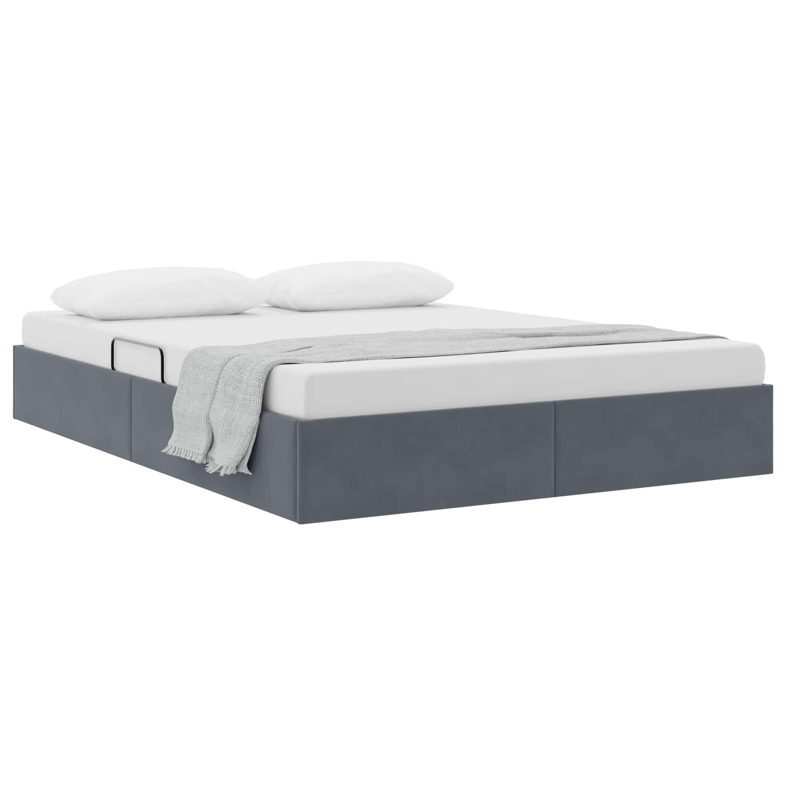 Cadre de lit ottoman Gris foncé 140 x 190 cm Velours - XIOS